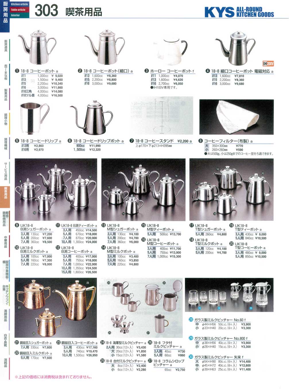ガラス製ミルクピッチャー 矢来 小 (6ヶ入) YR－28S （商品番号