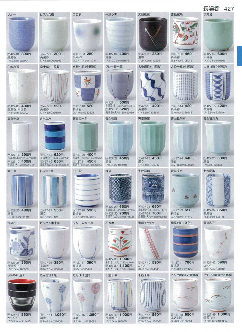 たんぽぽ（青）湯呑（商品番号イ427-44）