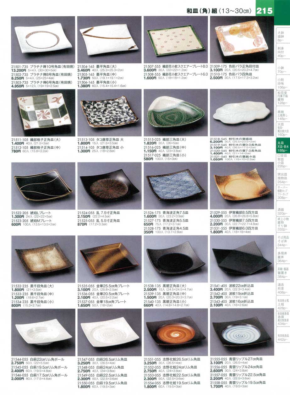 青雲リップル２２．５㎝角皿（商品番号21557-055）