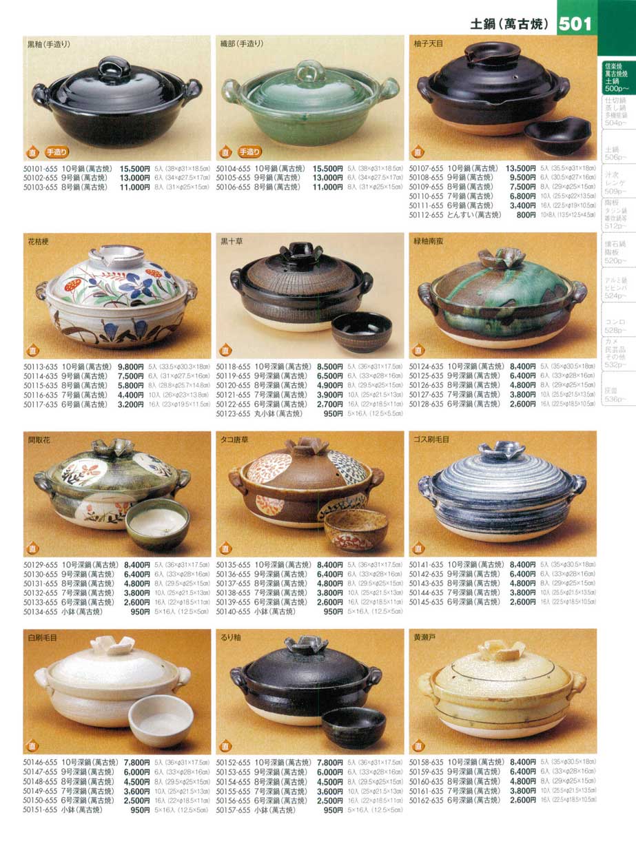 食器 土鍋（萬古焼）・とんすい・小鉢陶雅１５－501ページ