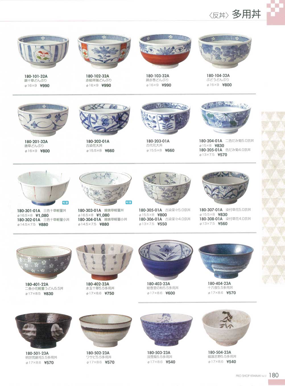 染付草花4．0京丼（商品番号180-308-01A）