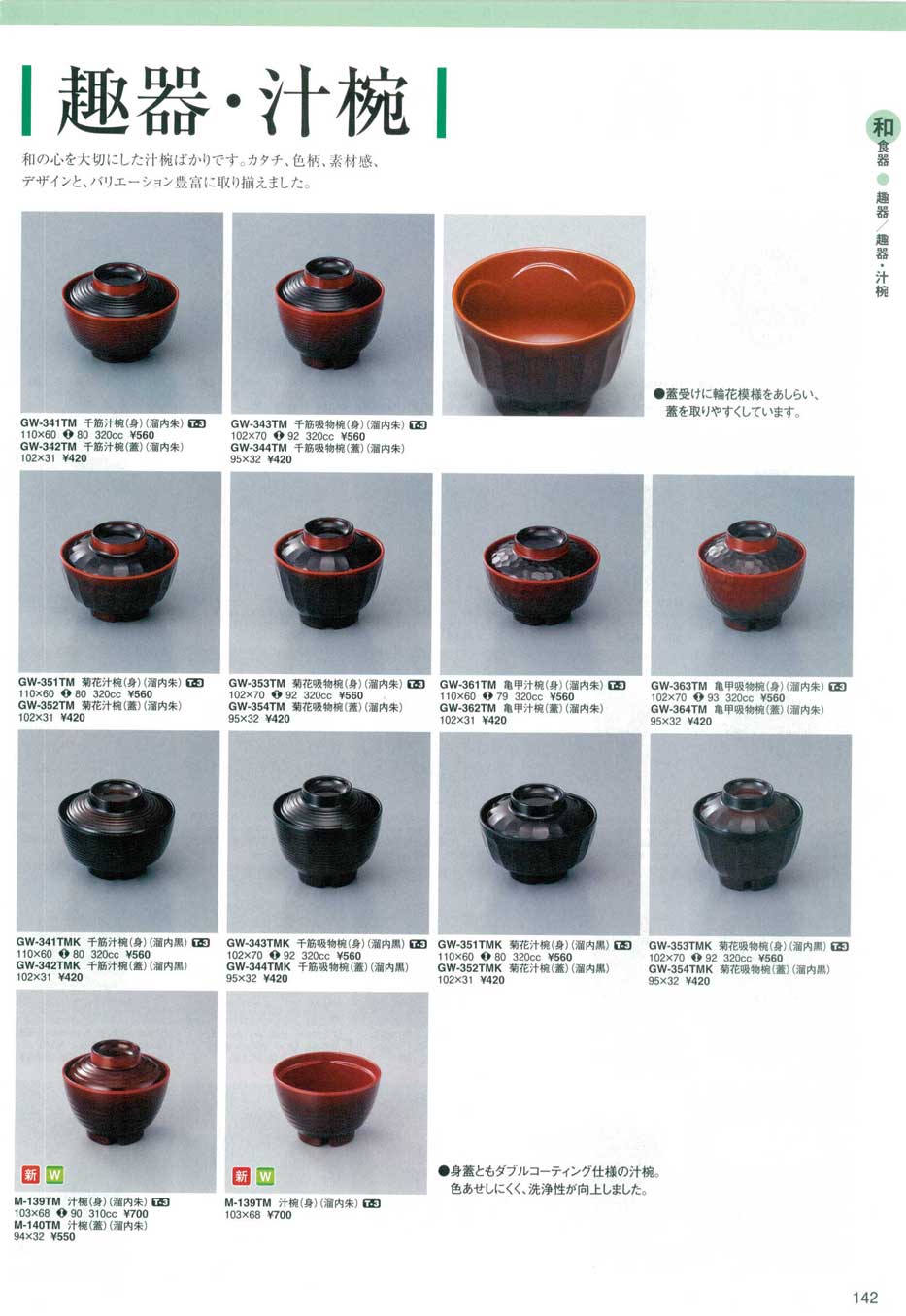 御椀　確認用 亀甲汁椀（身）溜内朱（商品番号GW-361TM）