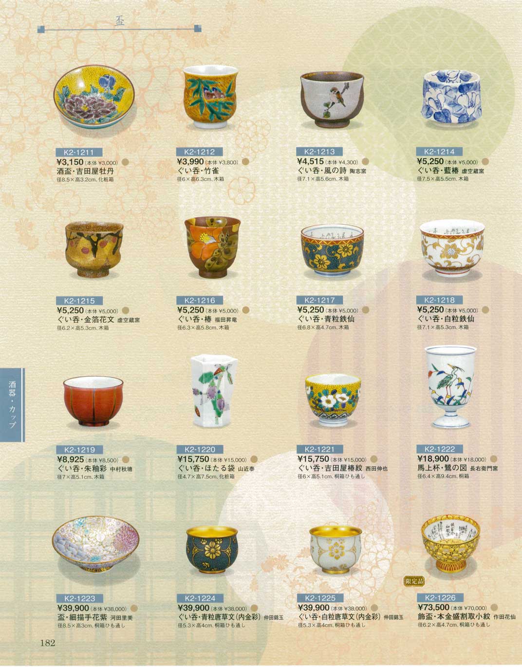 ぐい呑・吉田屋椿紋 西田伸也（商品番号K2-1221）