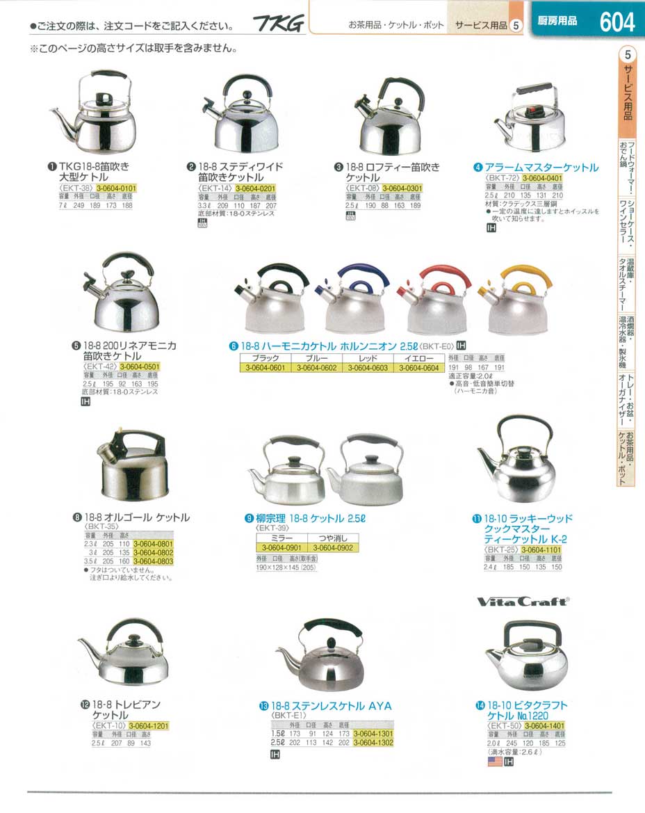 9-0868-0501)EKT142(90)１８-８ステディワイド 笛吹きケットル３．３Ｌ（商品番号3-0604-0201）