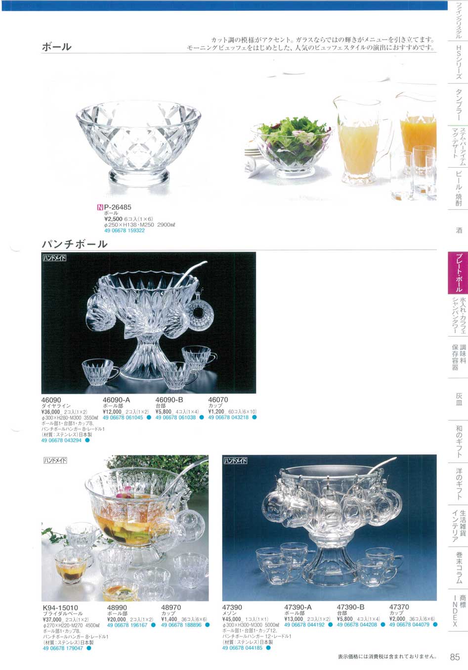 食器 ボール・パンチボール東洋佐々木ガラス2012－85ページ