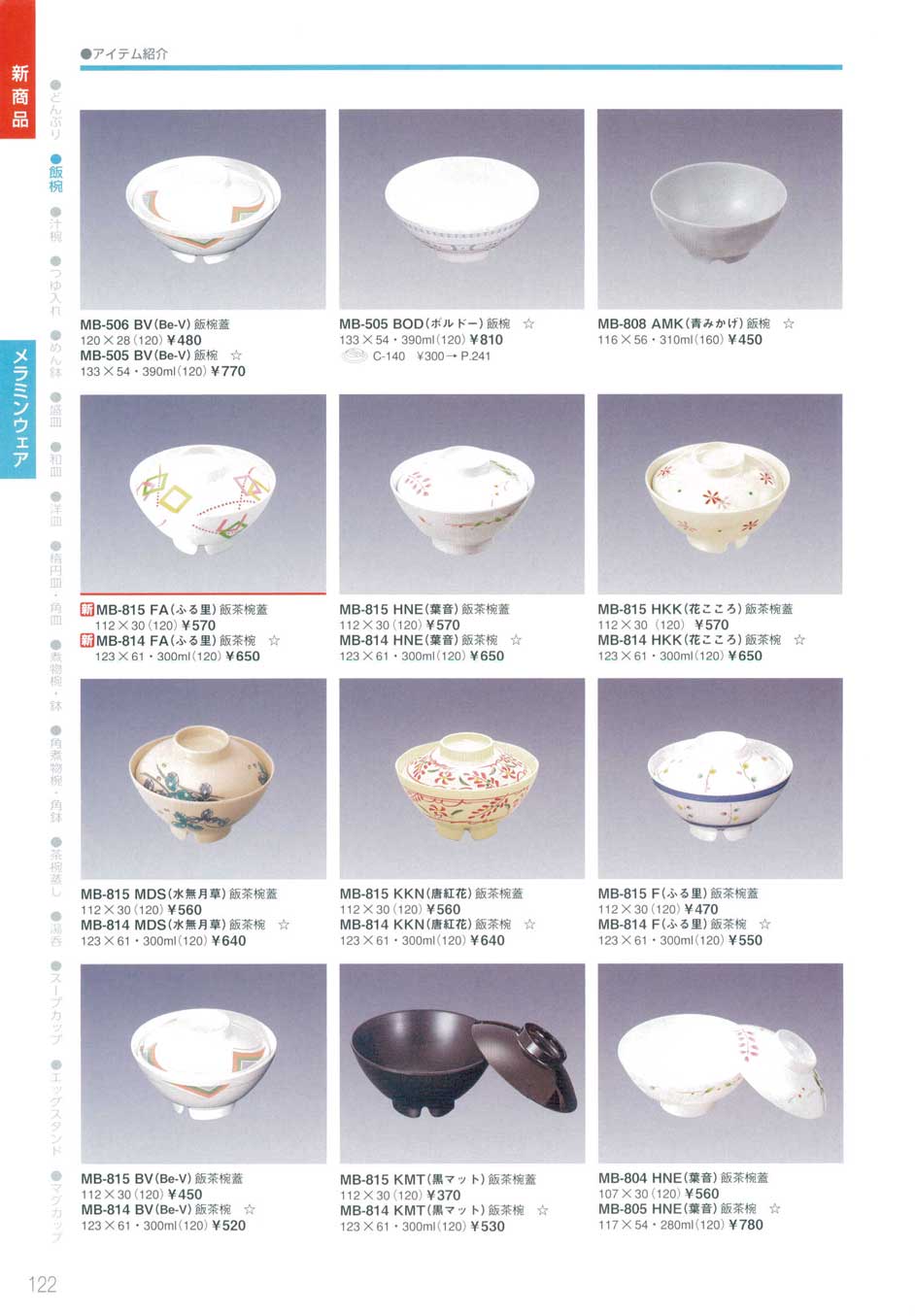 食器 新商品・飯椀三信化工2012－122ページ