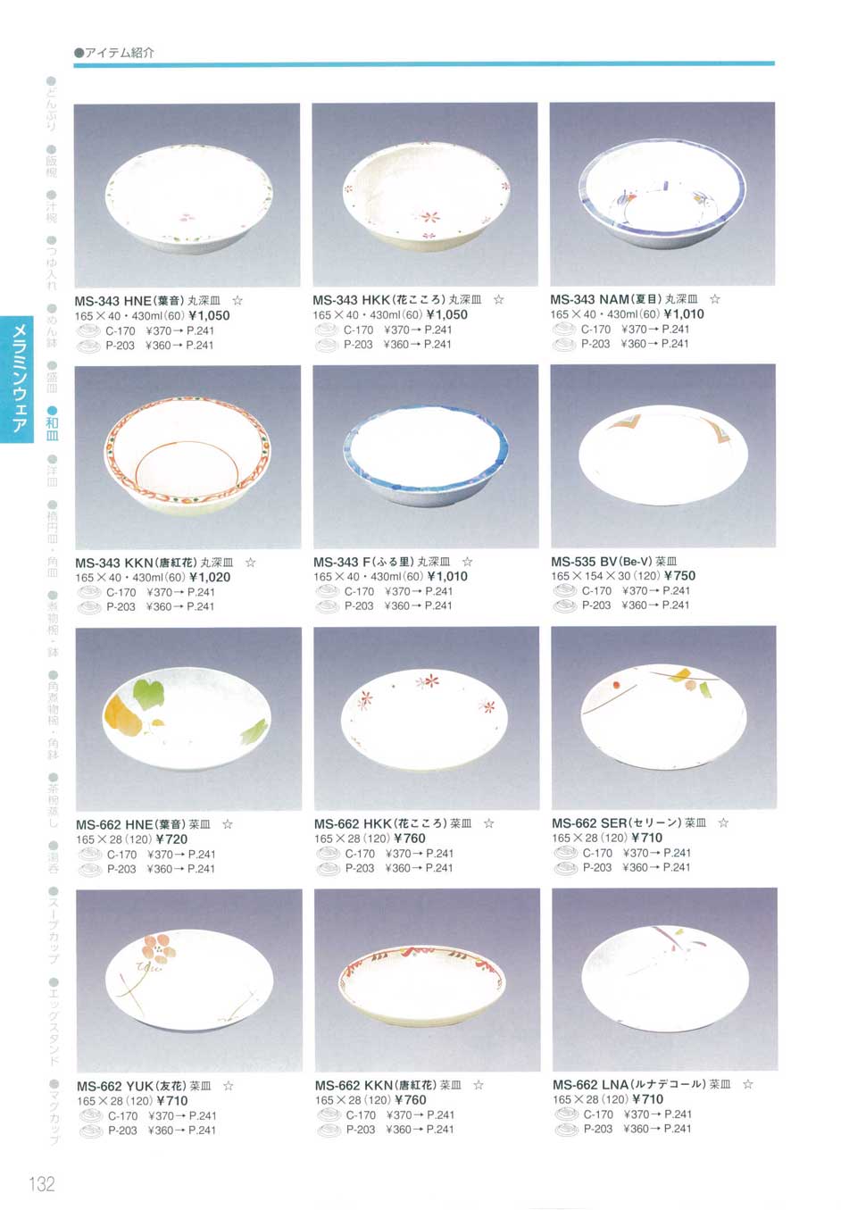 食器 和皿・菜皿・深皿三信化工2012－132ページ