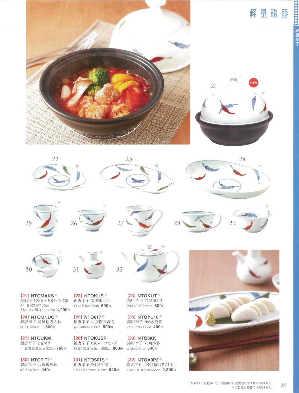 食器 錦唐辛子TABLEWARE47－24ページ