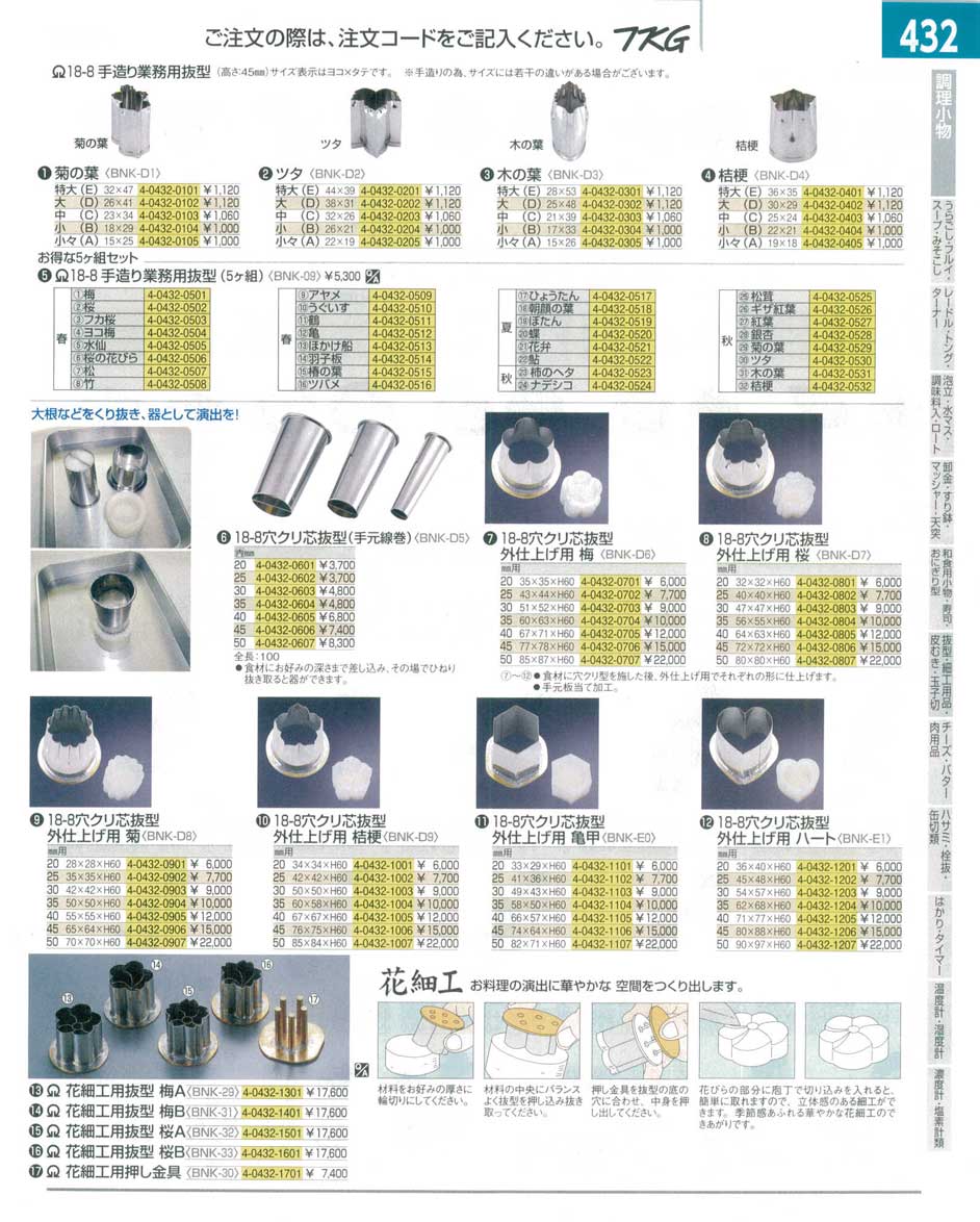 9-0552-0513)BNK09013(90)ＳＡ１８-８手造り業務用抜型（５ヶ組）ほか