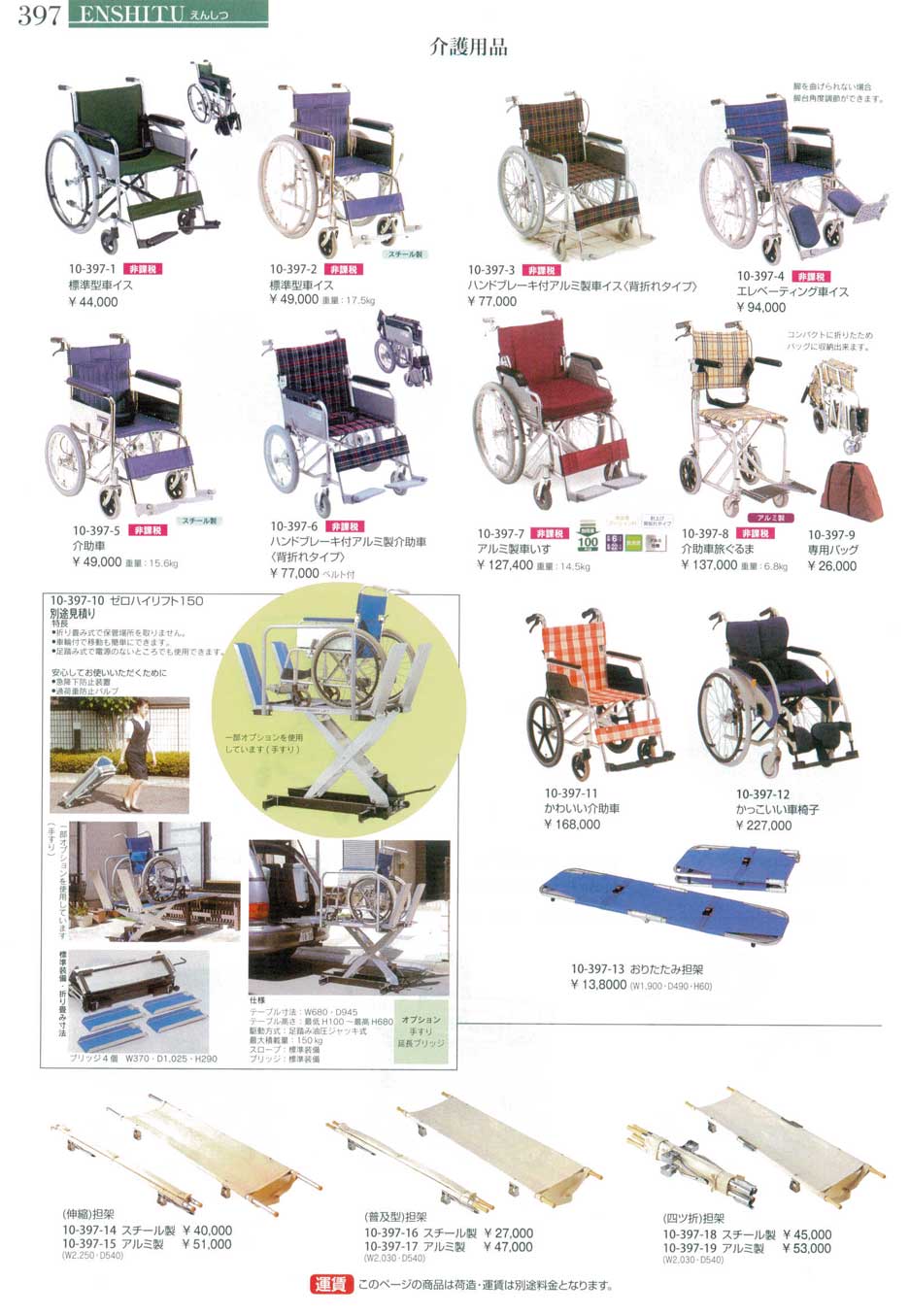 ハンドブレーキ付アルミ製介助車（背折れタイプ）（商品番号10-397-6）