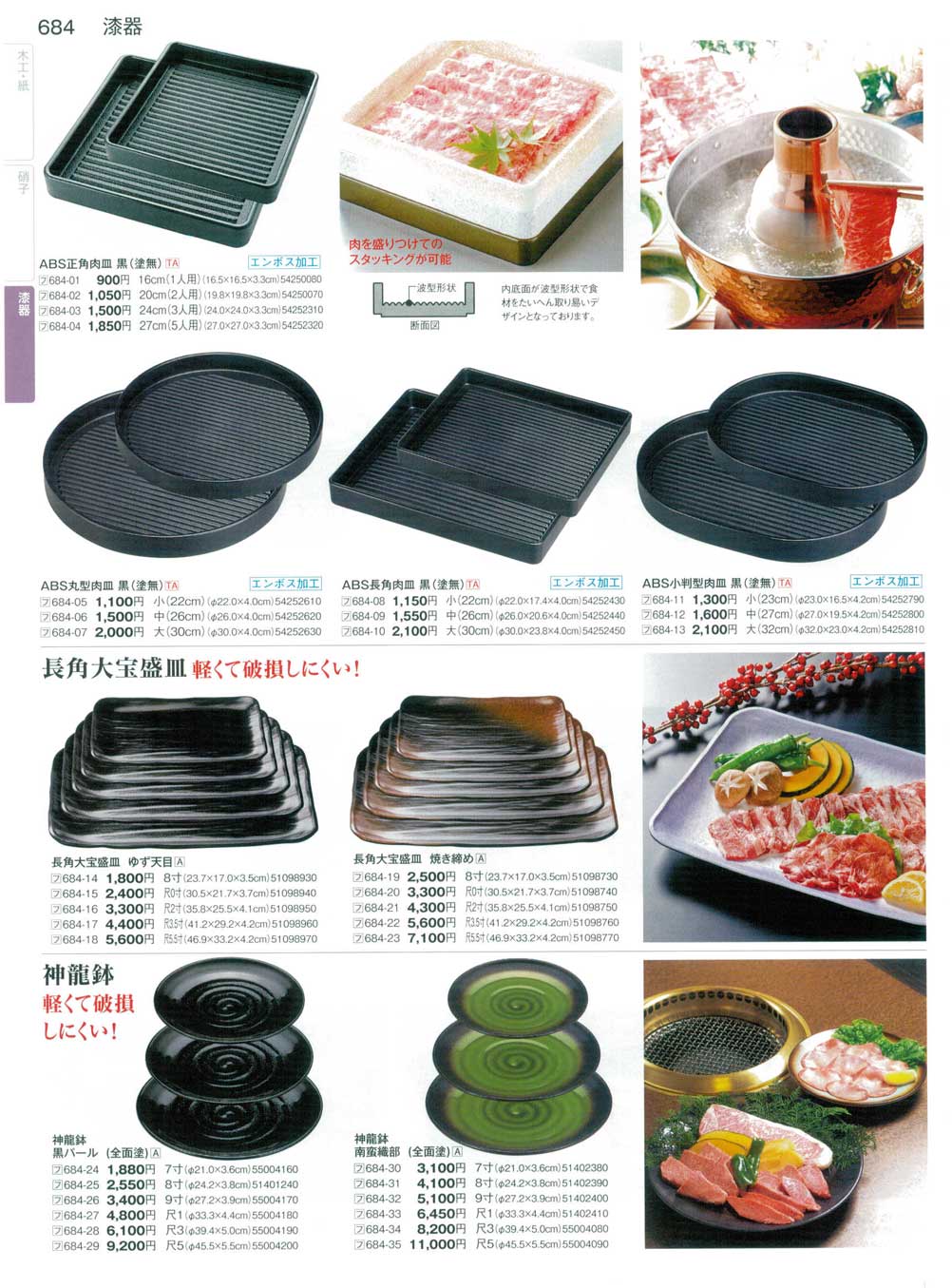 ABS丸型肉皿 黒（塗無）TA大（30cm）（商品番号フ684-07）