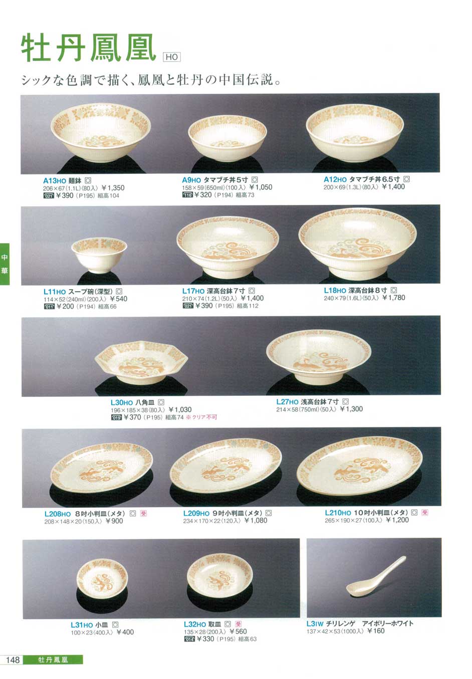 八角皿 牡丹鳳凰（商品番号L30HO）