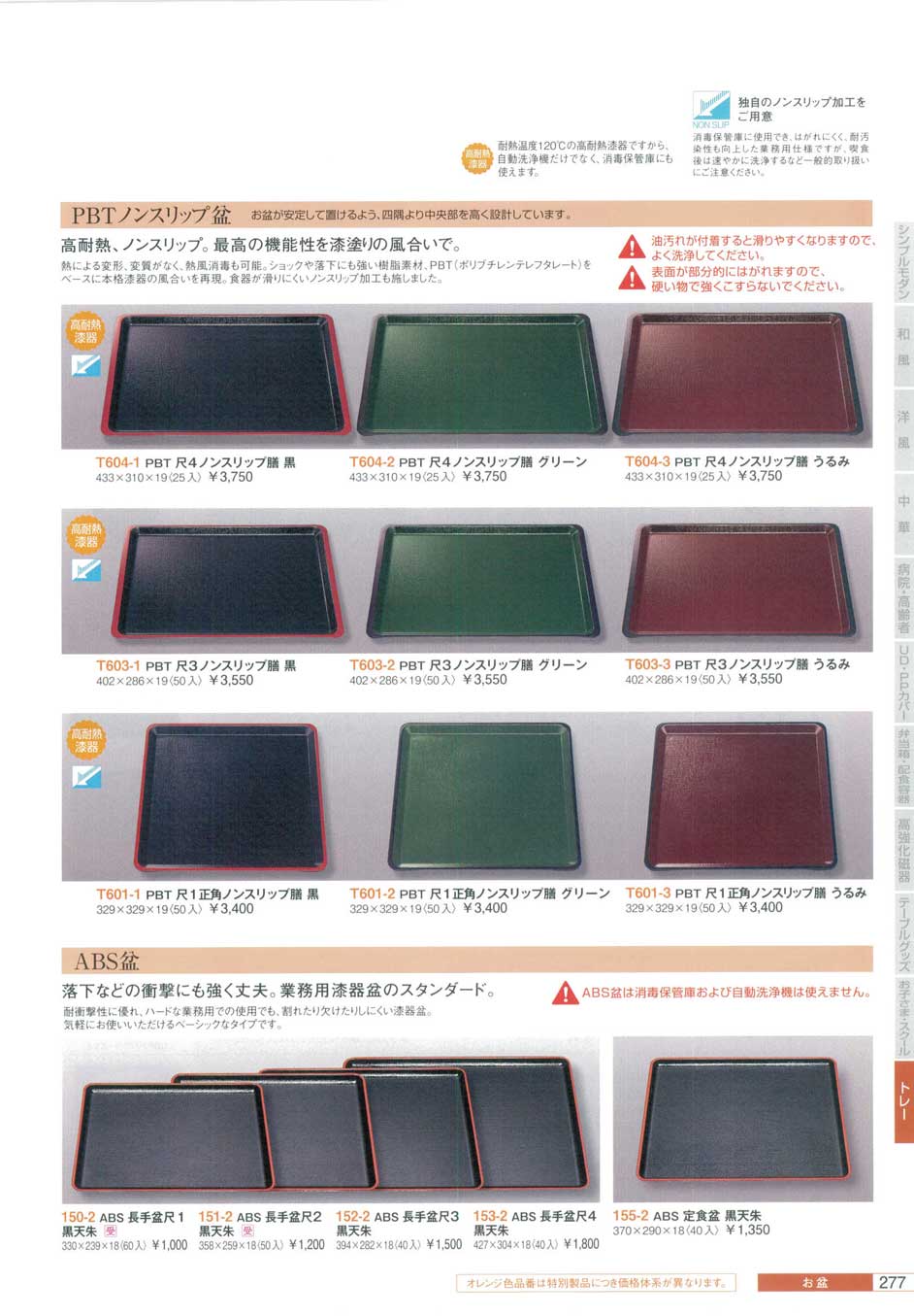 PBT尺4ノンスリップ膳 うるみ（商品番号T604-3）