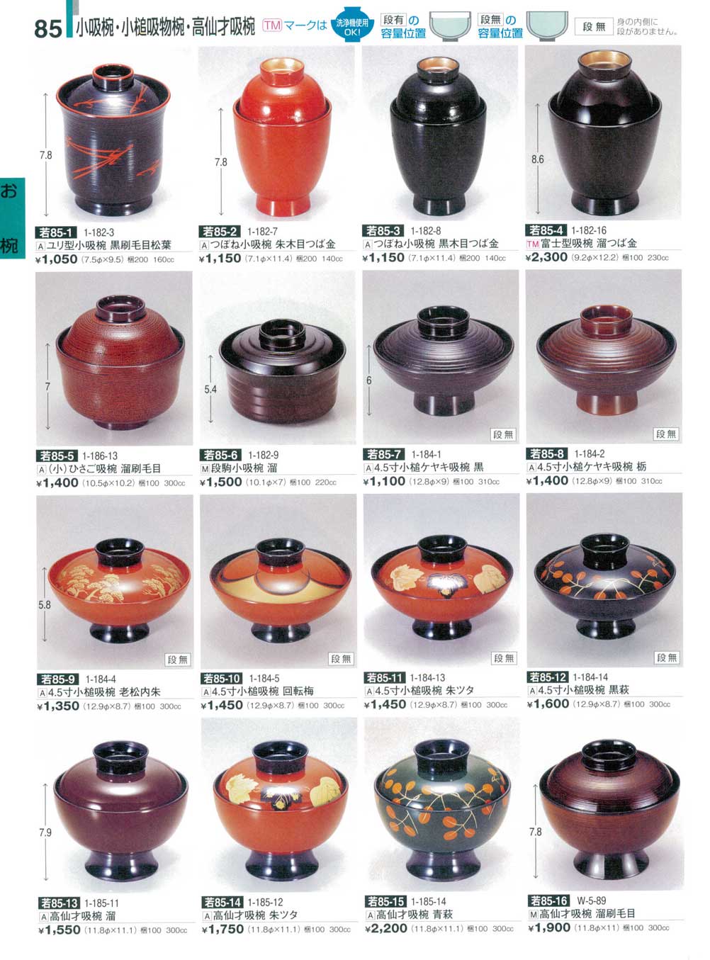 ユリ型小吸椀黒刷毛目松葉（商品番号1-182-3）