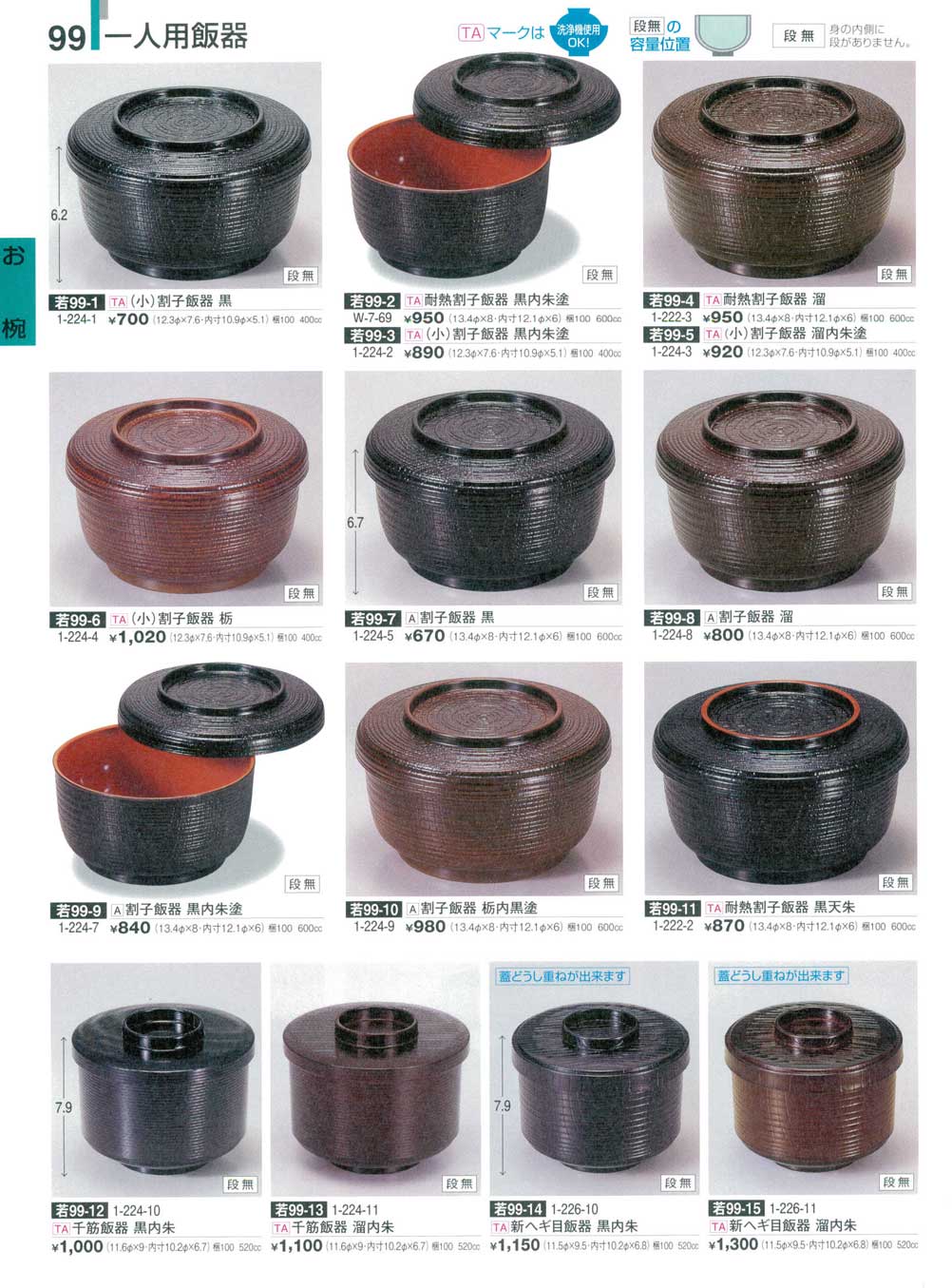 新ヘギ目飯器溜内朱（商品番号1-226-11）