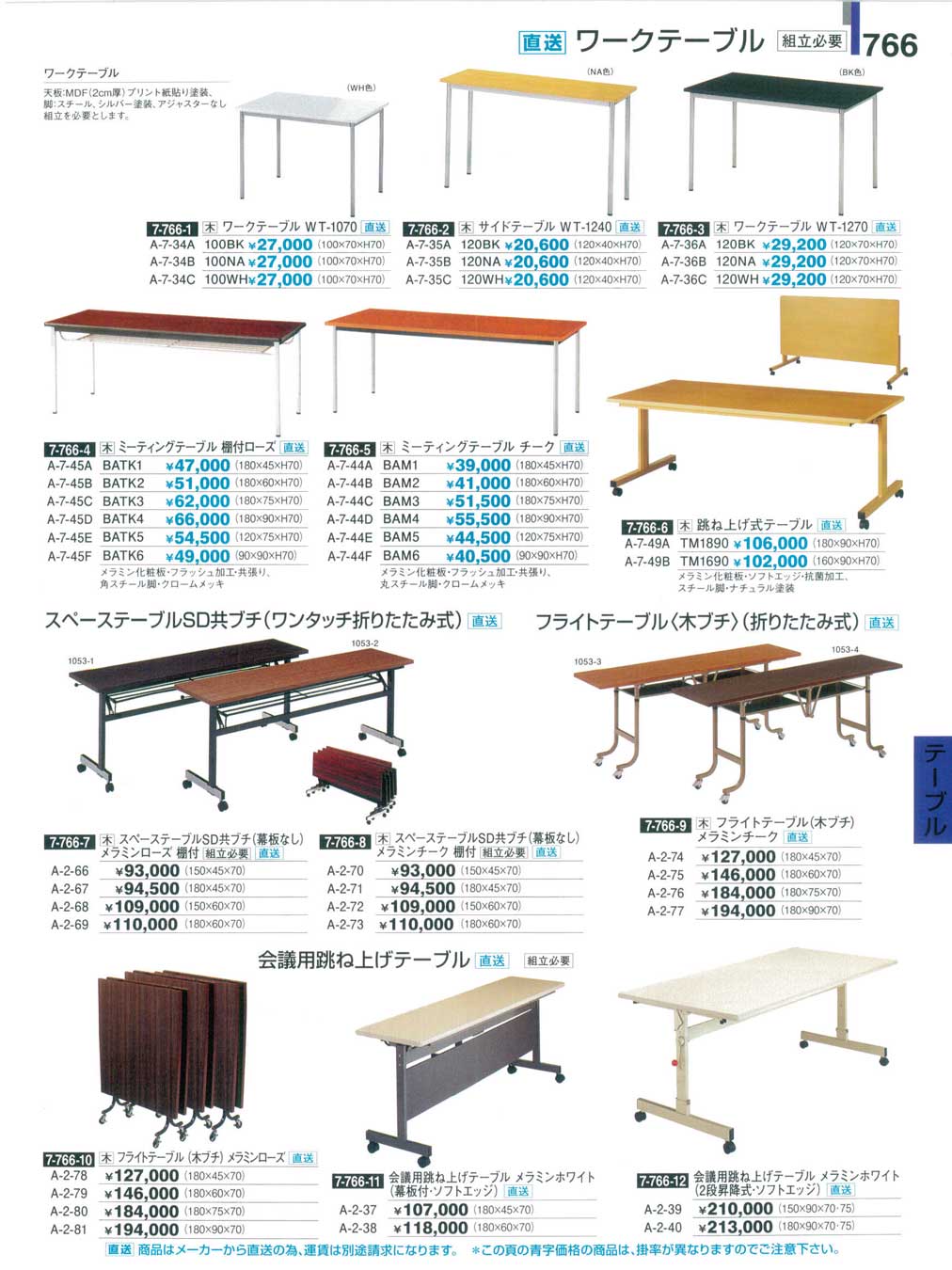 食器 ワークテーブル・フライトテーブル・会議用跳ね上げテーブル割烹漆器２７－766ページ