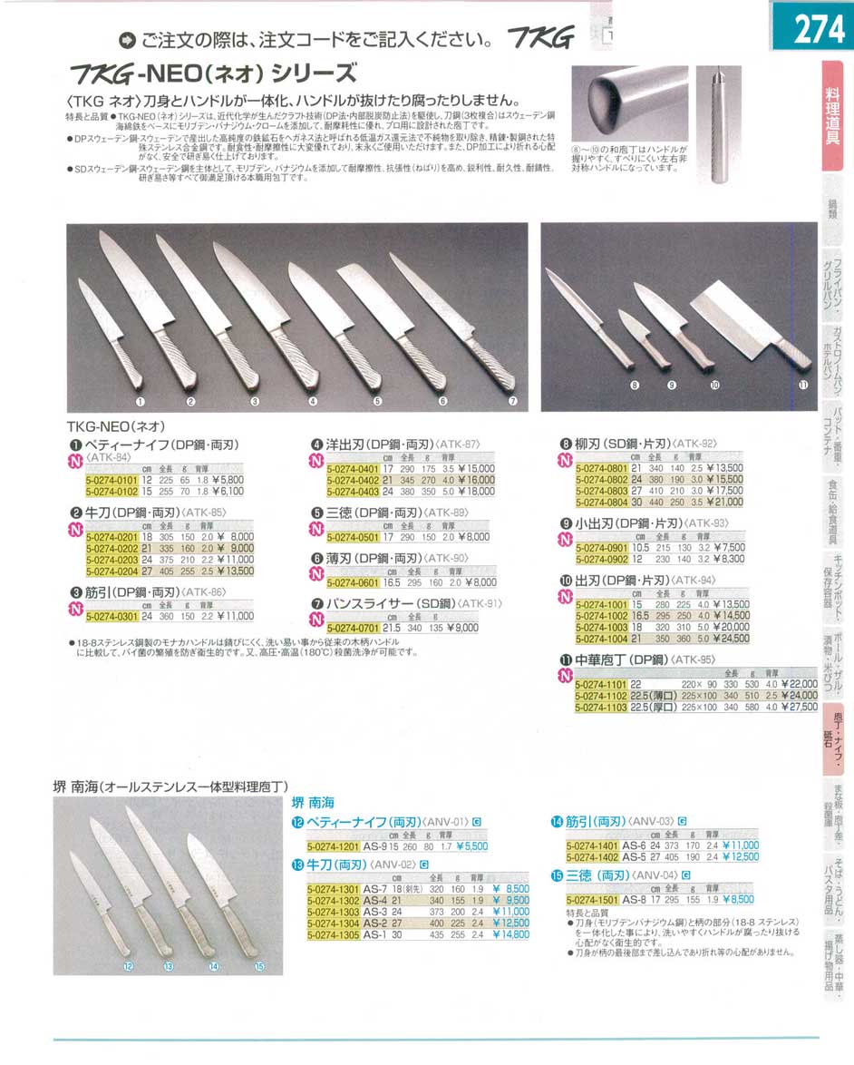 9-0329-0301)ATK8601(90)ＴＫＧ-ＮＥＯ（ネオ）筋引（両刃）２４ｃｍ