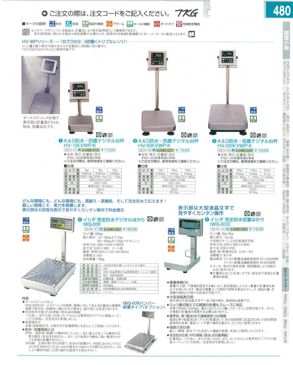 (7-0561-0301)BDI4901(140)防水・防塵デジタル台秤 200kgHV-200KVWP-K（直送）（商品番号5-0480-0301）