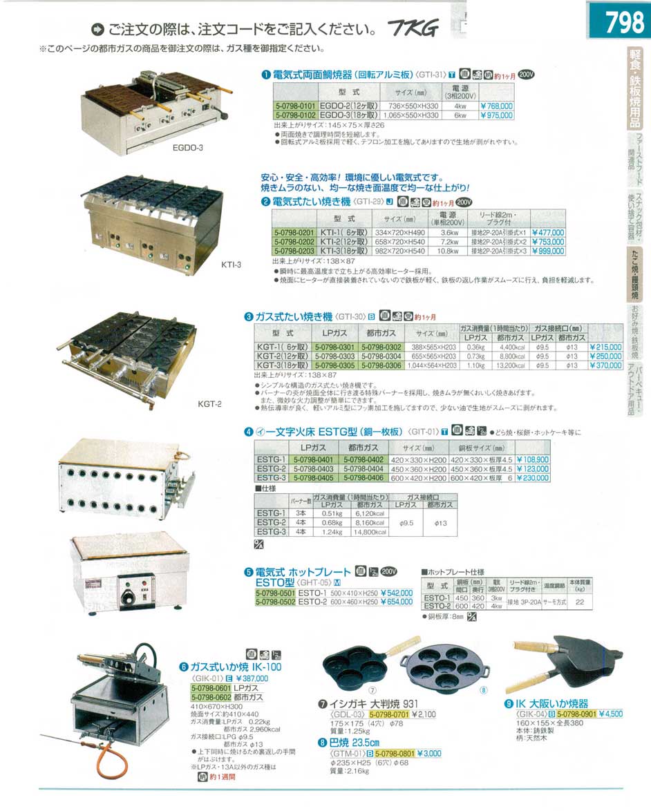 食器 たい焼き機・いか焼器 ＴＫＧ１５－１ 遠藤商事－798ページ