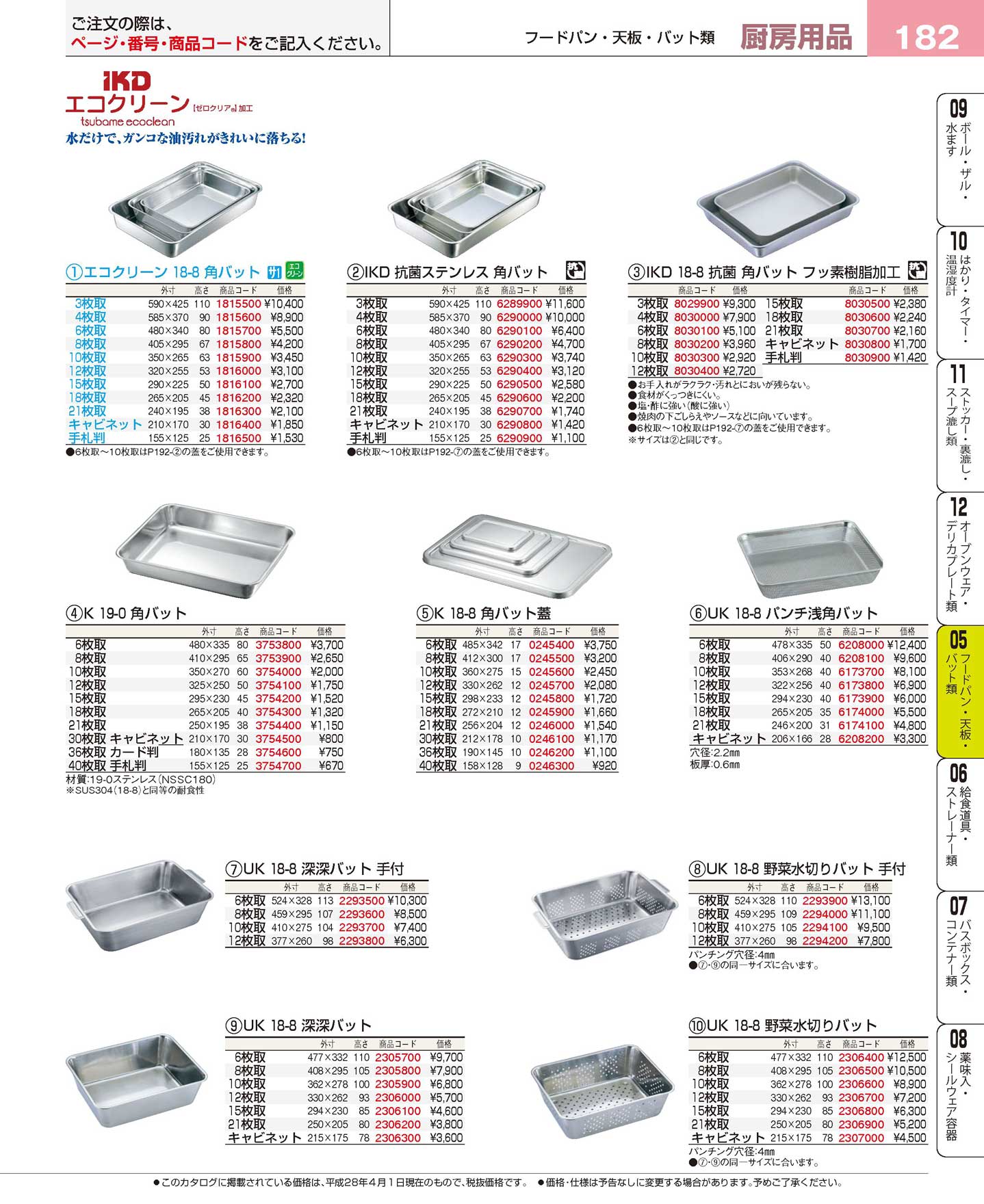 エコクリーン １８-８ 角バット １２枚取(120)（商品番号1816000）