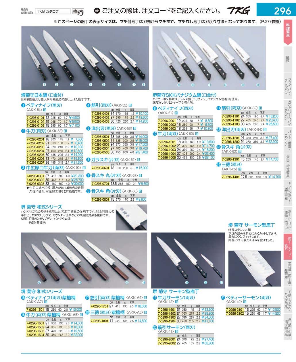 9-0314-0201)AKK5301(110)堺菊守日本鋼（口金付）牛刀１８ｃｍ（商品