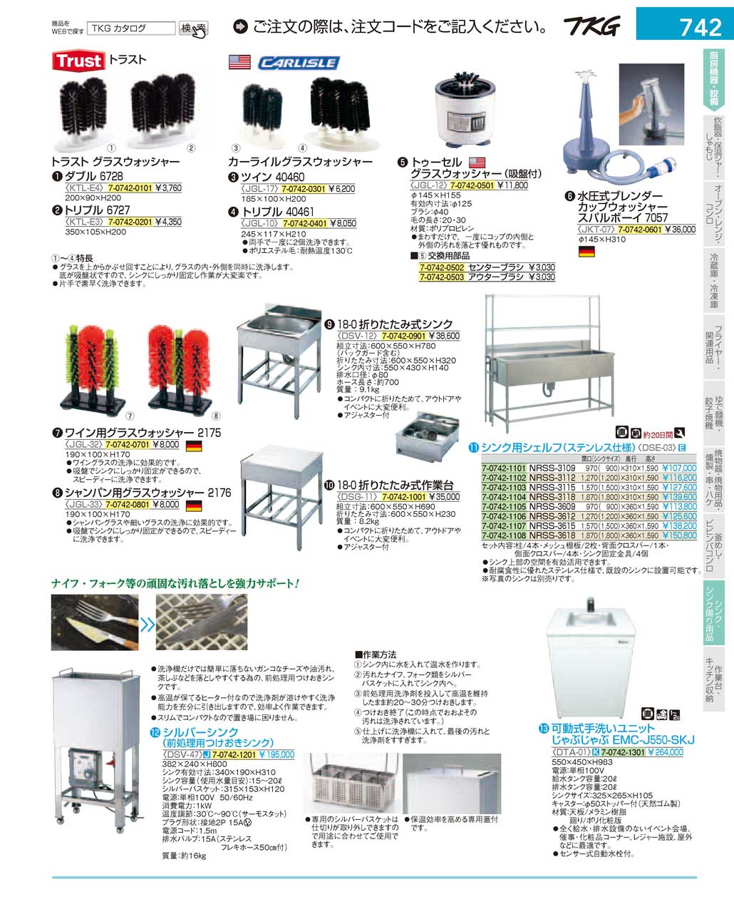 食器 グラスウォッシャー・シンク ＴＫＧ１７－１ 遠藤商事－742ページ