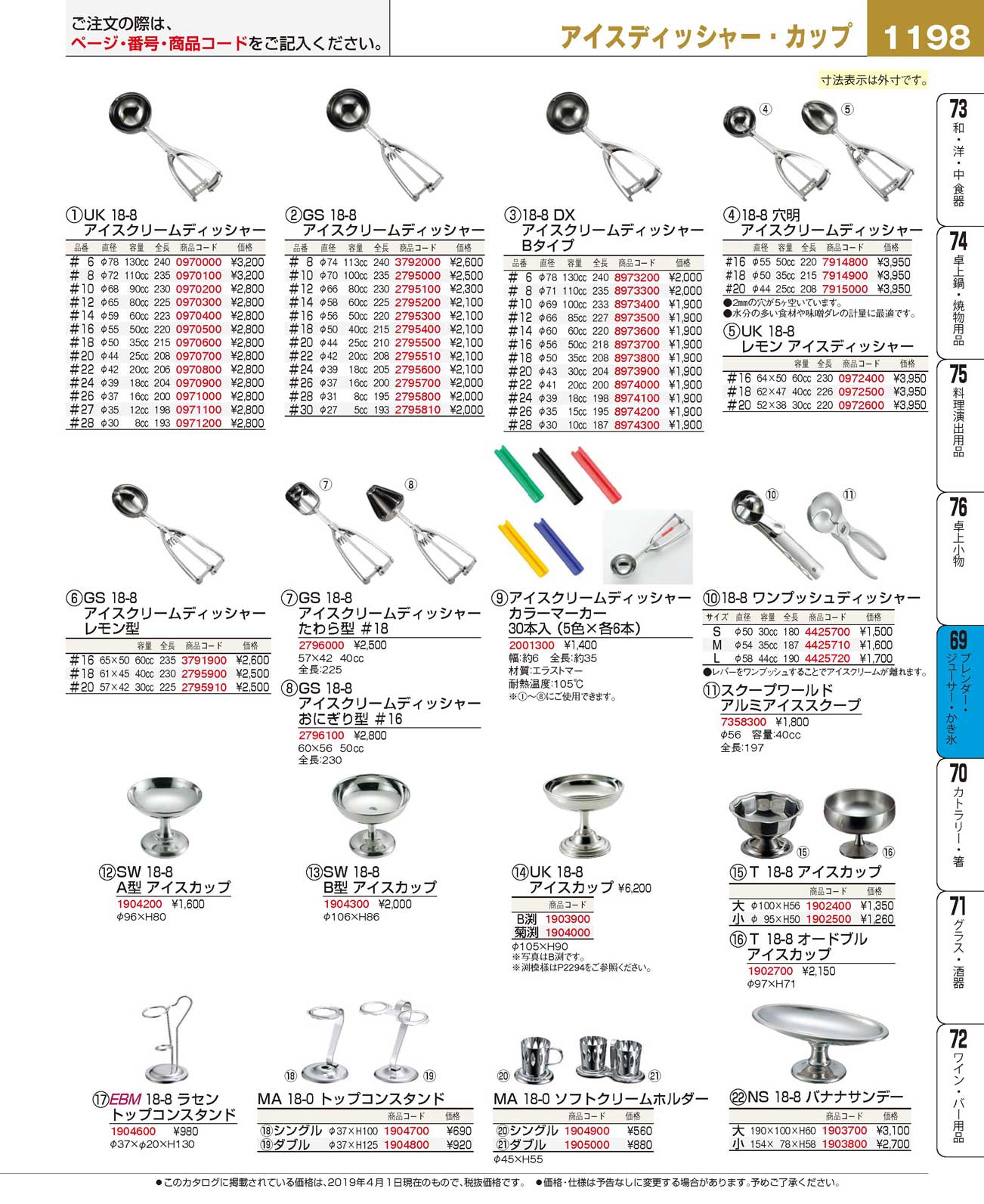 食器 アイスディッシャー・カップIcecream Dishers and Cups