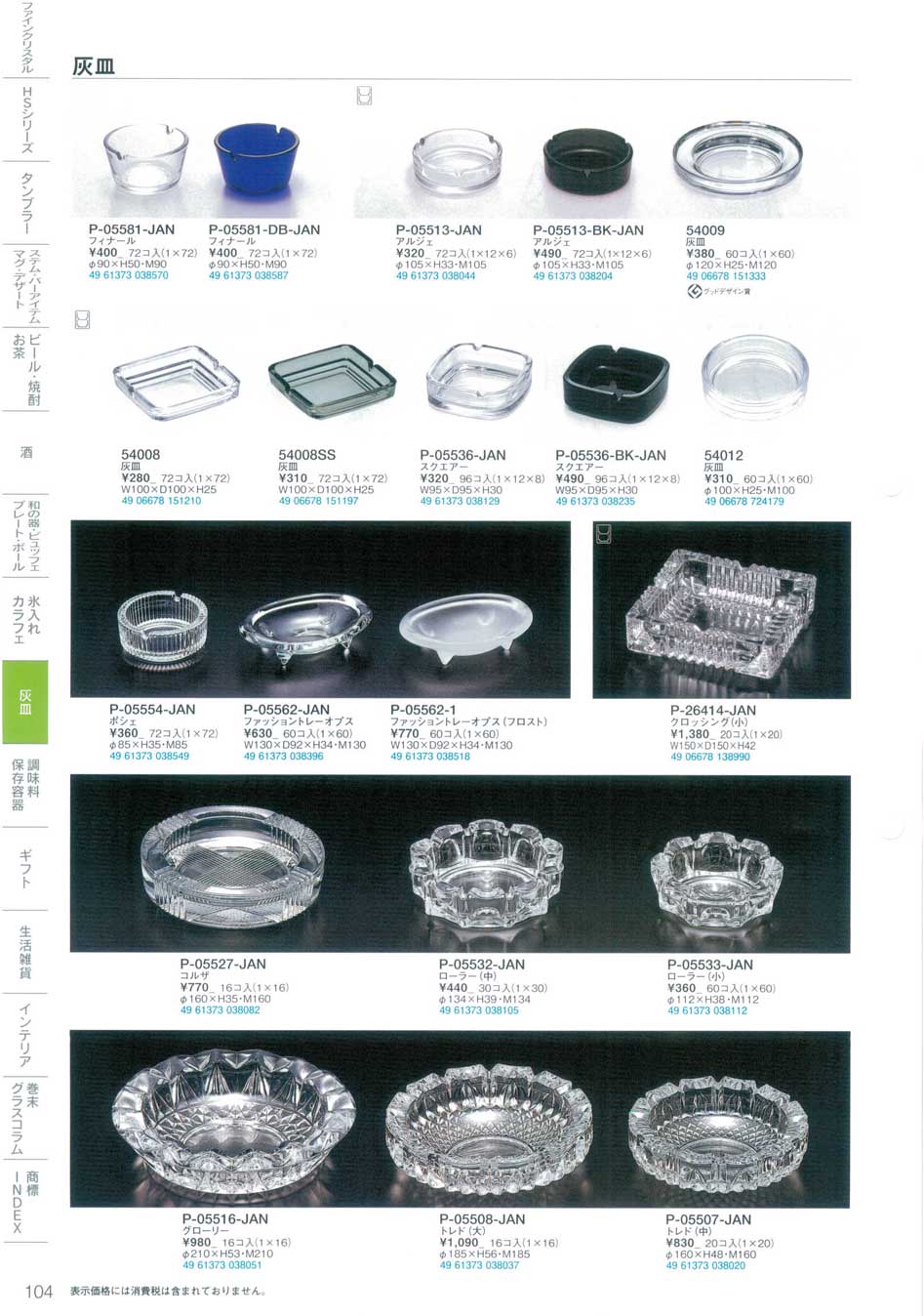 食器 灰皿東洋佐々木ガラス2019－104ページ