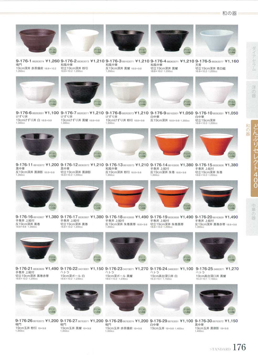 どんぶりセレクト400手巻丼 上絵付 切立19cm深丼 黒巻（商品