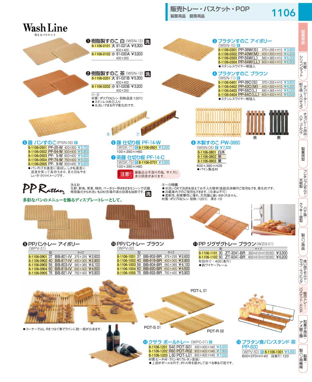 9-1146-0504)PSN094(120)籐パンすのこ ＰＦ-７４-Ｗ（商品番号8-1106