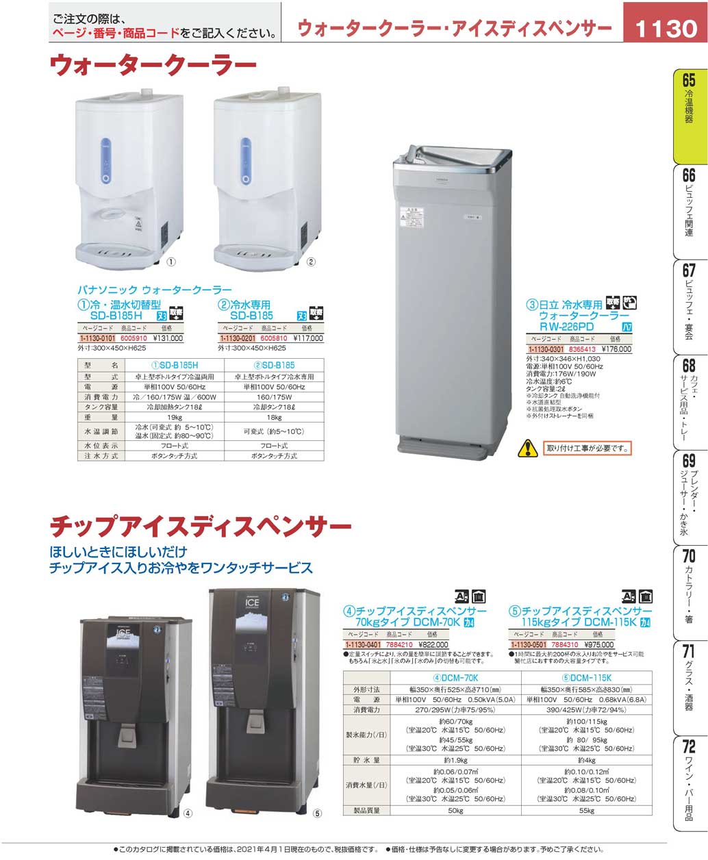 パナソニック 冷水専用 ウォータークーラー ＳＤ-Ｂ１８５(144)（商品番号6005810）