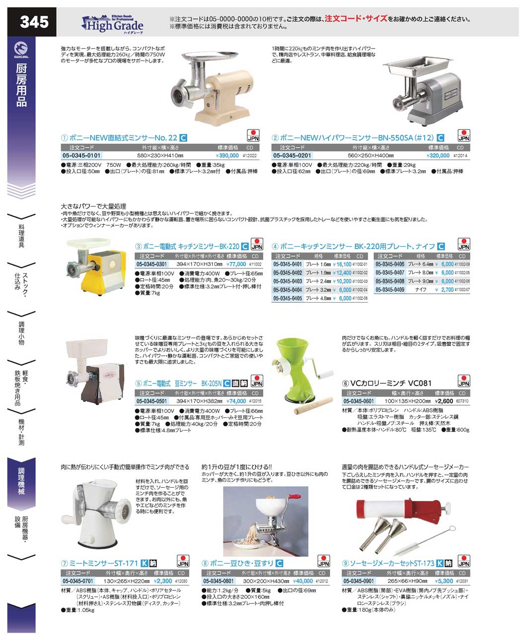 ボニー キッチンミンサー ＢＫ-２２０(120)（商品番号05-0345-0301）