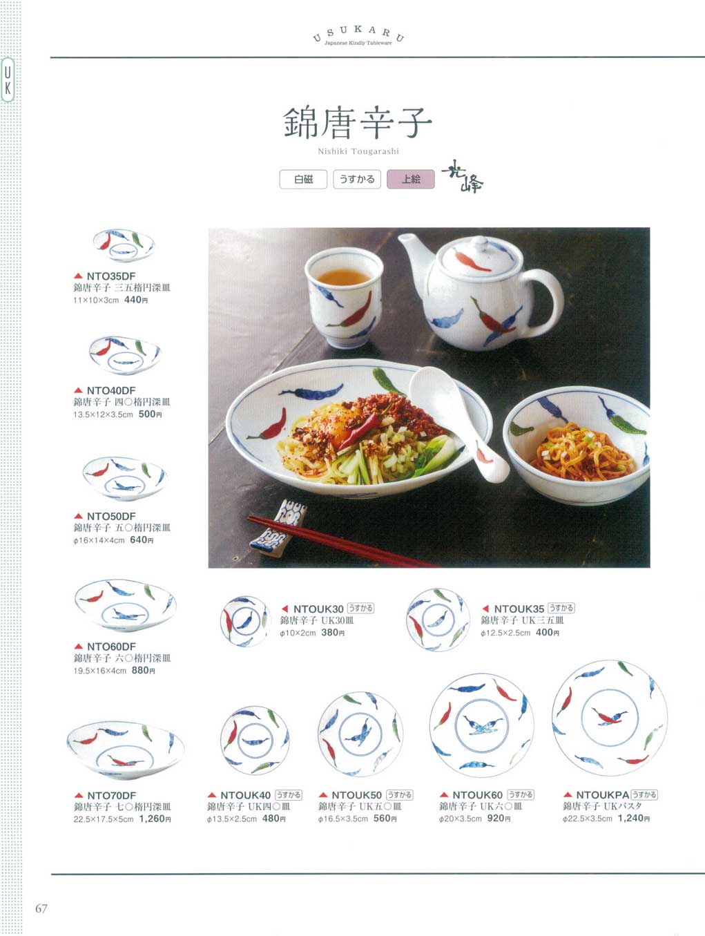 食器 うすかるシリーズ 錦唐辛子Lightweight tableware