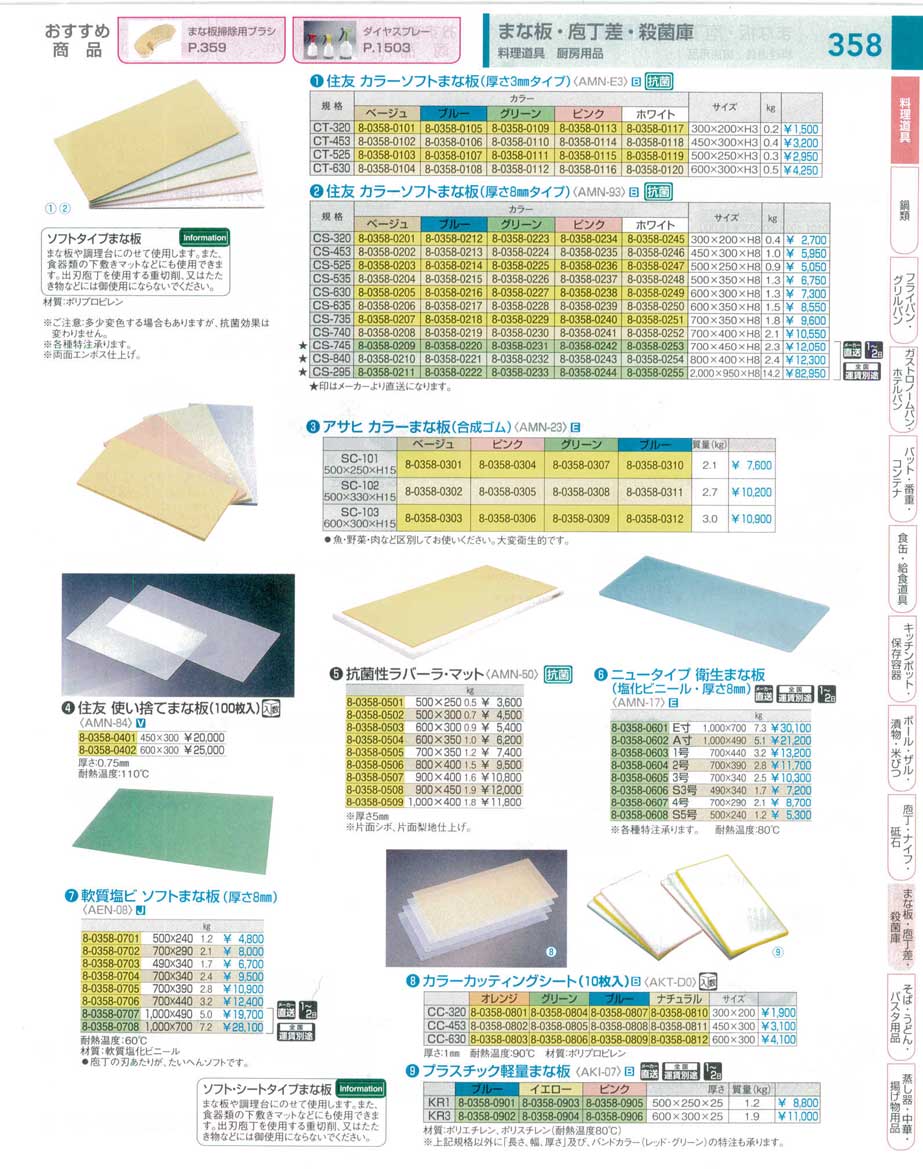 9-0376-0217)AMN9342(110)住友 カラーソフトまな板 厚さ８ｍｍタイプ
