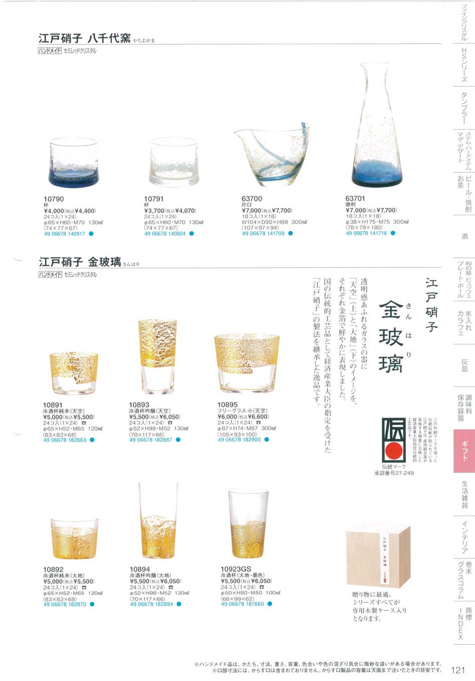 食器 江戸硝子八千代窯・金玻璃EDO glass 東洋佐々木ガラス２０２２－２０２３－121ページ