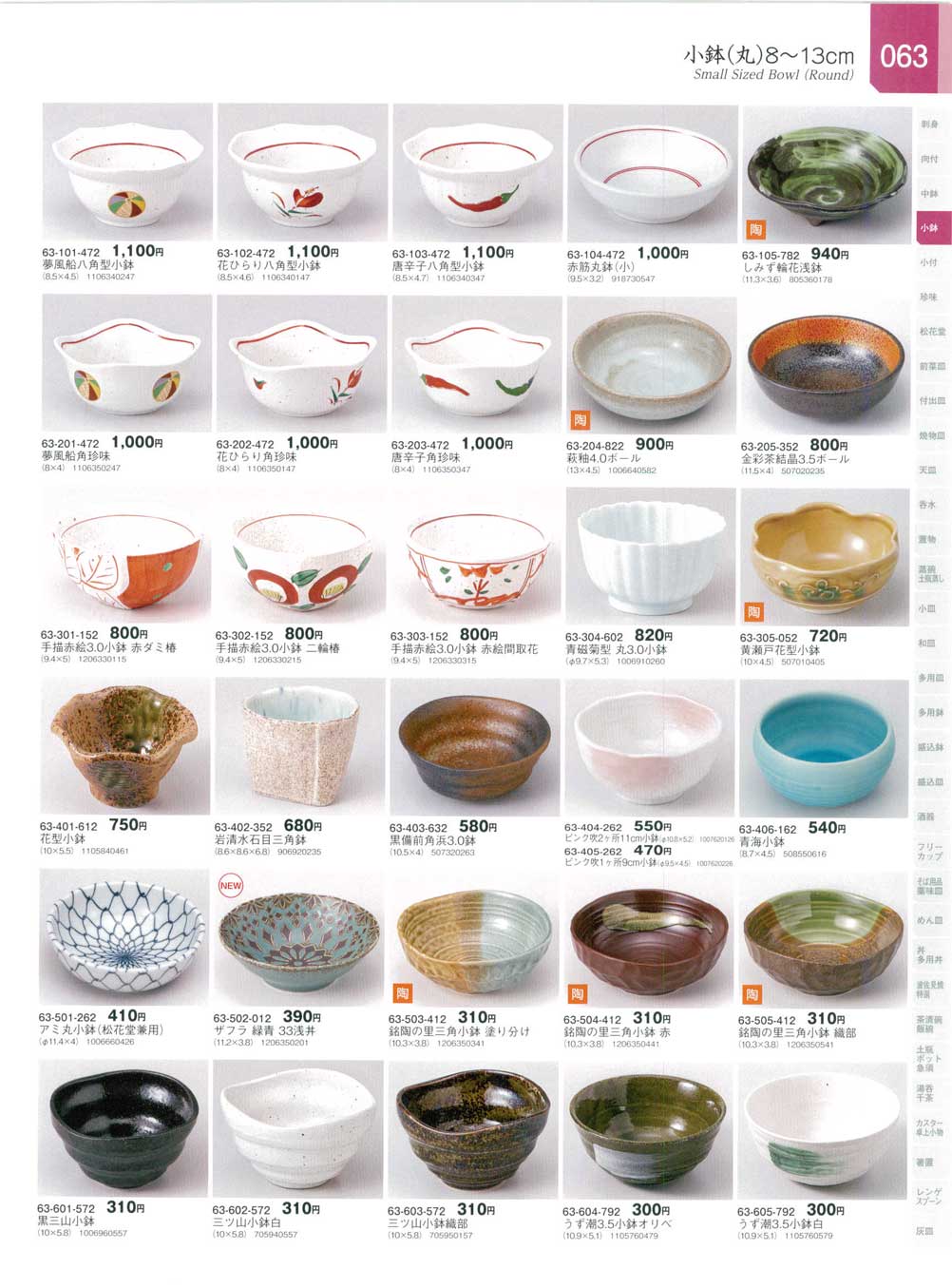 食器色違い小鉢 食器 小鉢（丸）8から13cmSmall Sized Bowl (Round) 器蔵