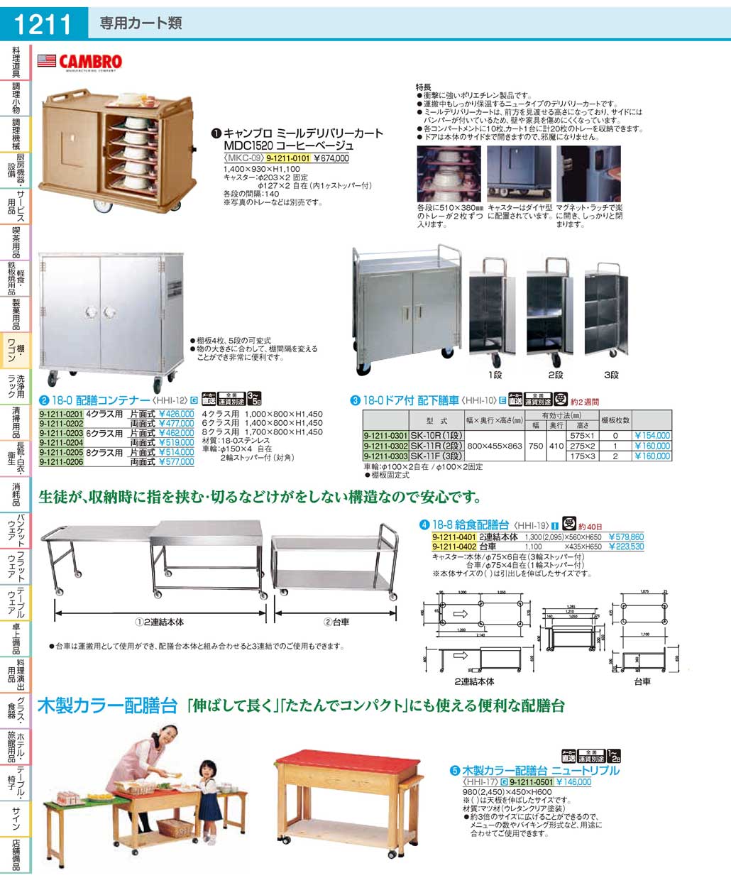 HHI1902(104)１８-８給食配膳台台車（商品番号9-1211-0402）