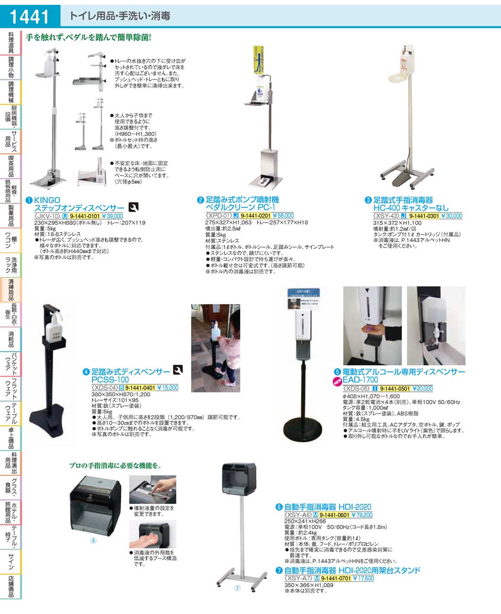 XSYA601(170)自動手指消毒器 ＨＤＩ-２０２０（商品番号9-1441-0601）