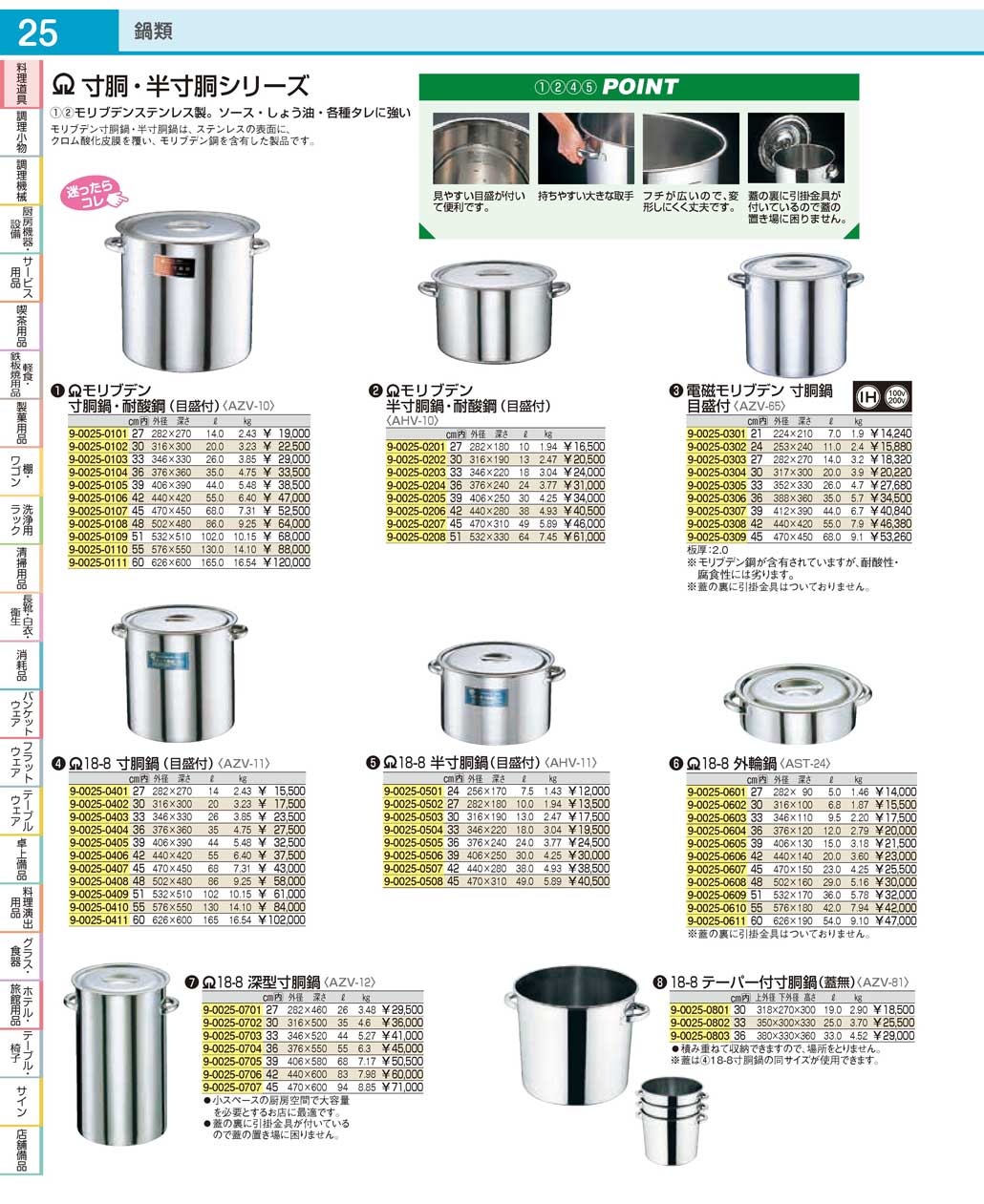 AZV12033(90)ＳＡ１８-８ 深型寸胴鍋３３ｃｍ（商品番号9-0025-0703）