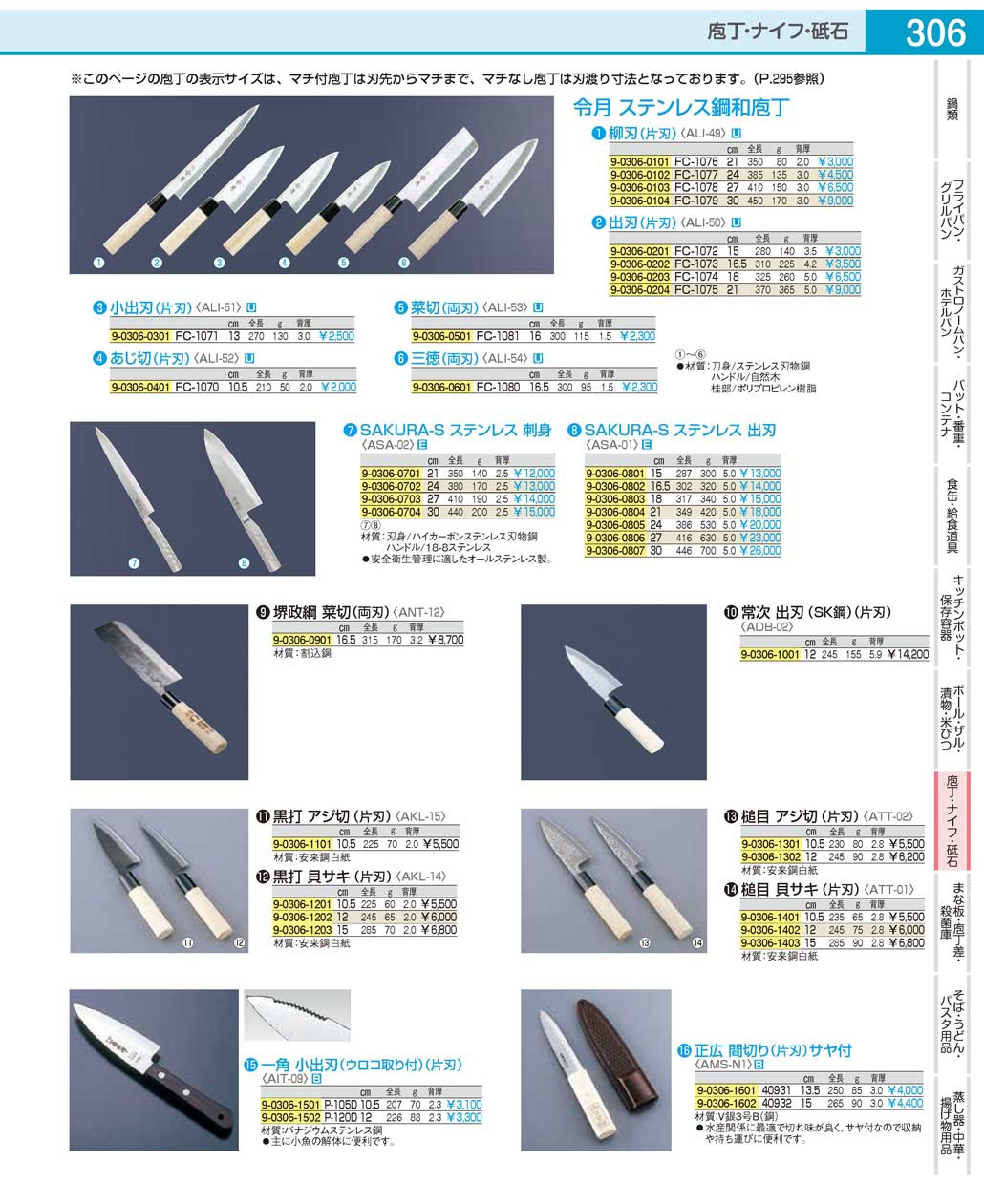 ASA0103(120)ＳＡＫＵＲＡ-Ｓ ステンレス 出刃１８ｃｍ（商品番号9