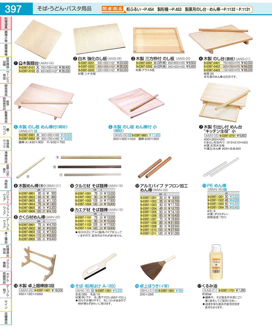 ANS0702(110)木製 のし板 めん棒付（桐材）中（商品番号9-0397-0502）