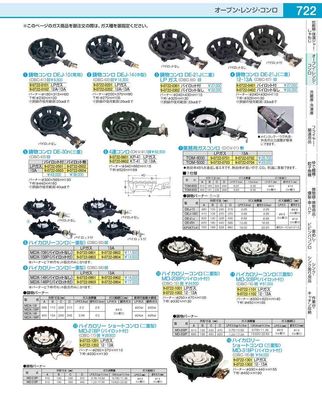 DBC1501(120)ハイカロリーコンロ 二重型ＭＤ-２０８Ｐ（Ｐ付） ＬＰ