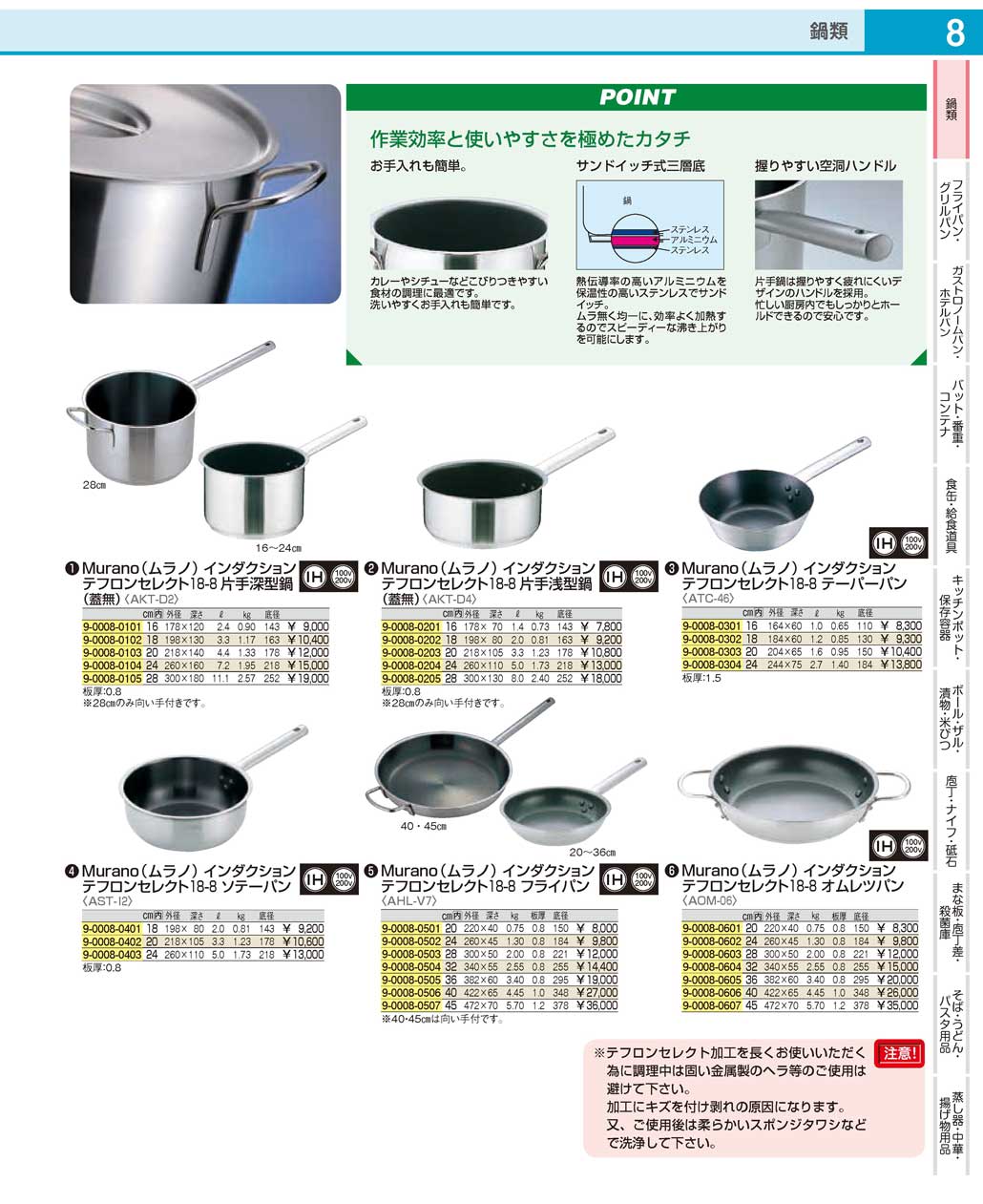 AOM0604(90)ムラノ インダクション テフロンセレクトオムレツパン