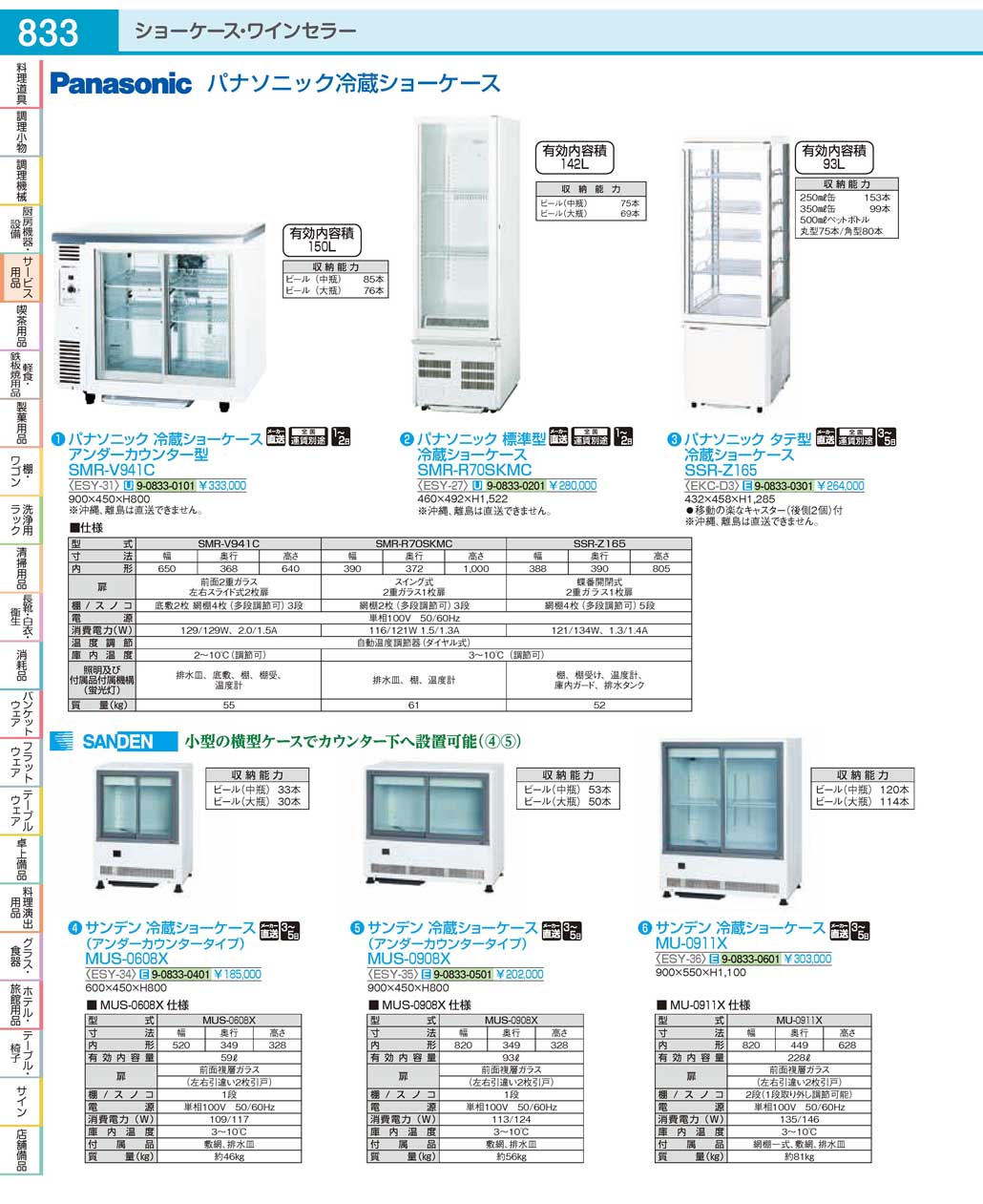 ESY2701(100)パナソニック 標準型冷蔵ショーケースＳＭＲ-Ｒ７０ＳＫＭＣ（運賃）（直送）（商品番号9-0833-0201）