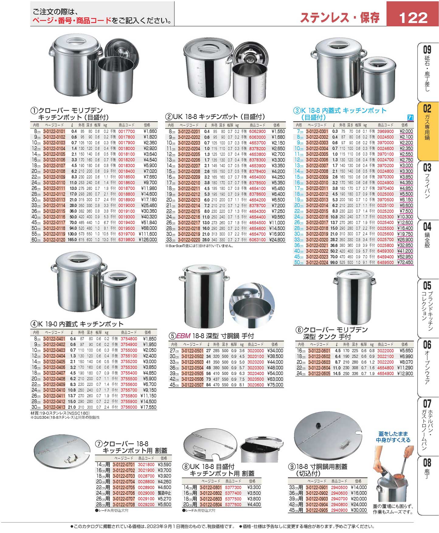 UK 18-8 キッチンポット 目盛付 12cm 手無 業務用 4653800