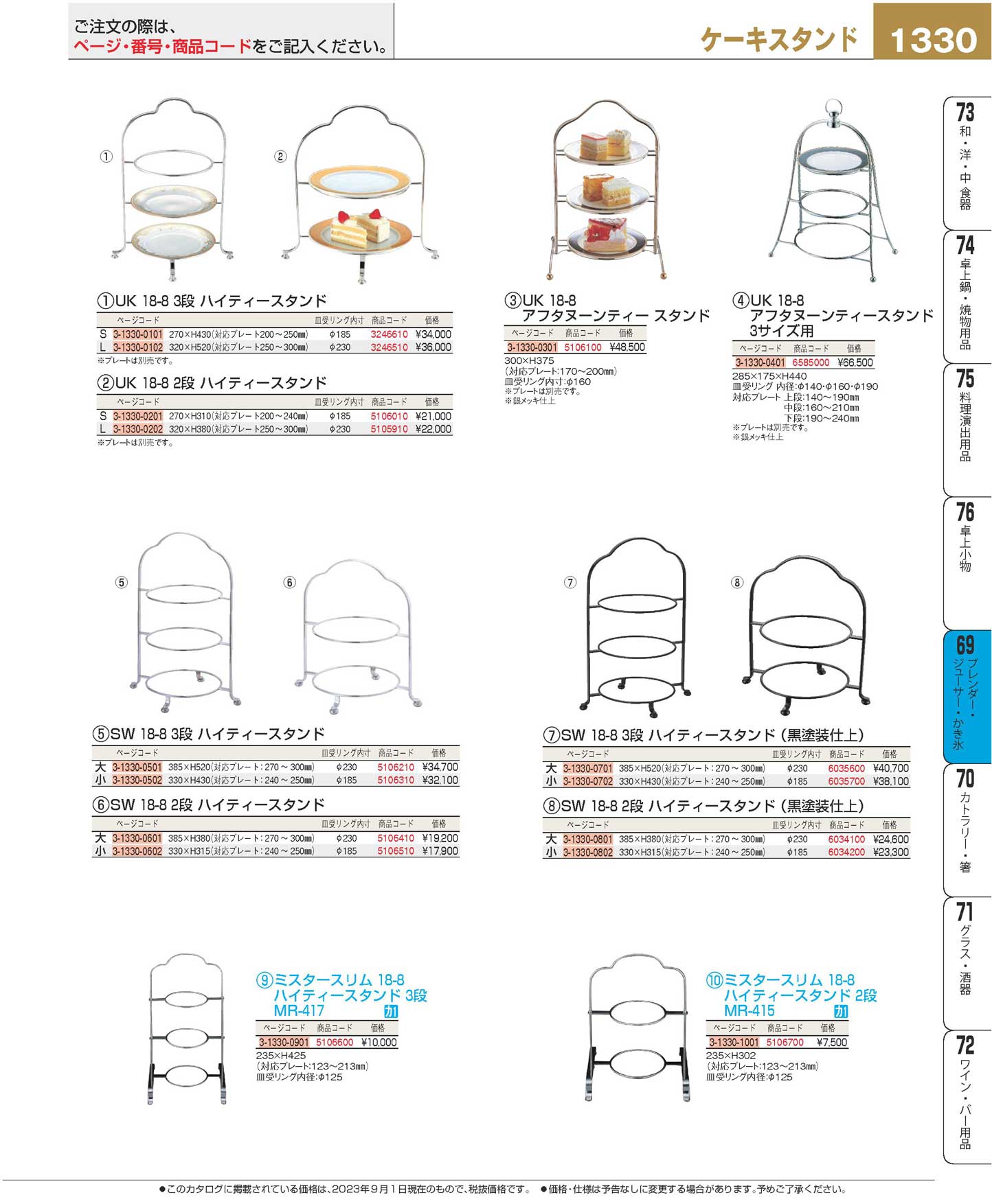 ＳＷ １８-８ ２段 ハイティースタンド 小(90)（商品番号3-1330-0602）