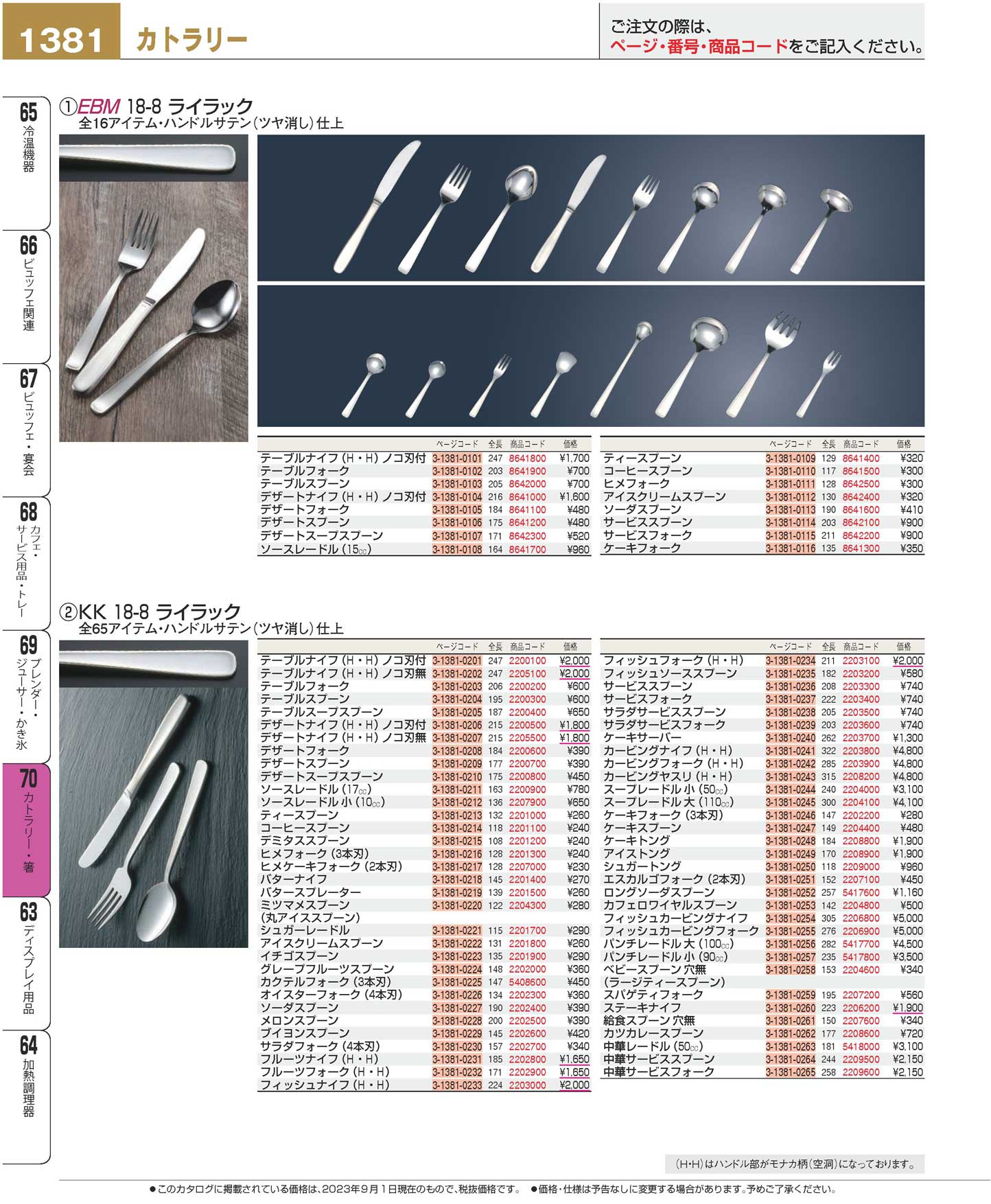 食器 カトラリーCutlery プロフェッショナルベストコレクション２３ ＥＢＭ－1381ページ