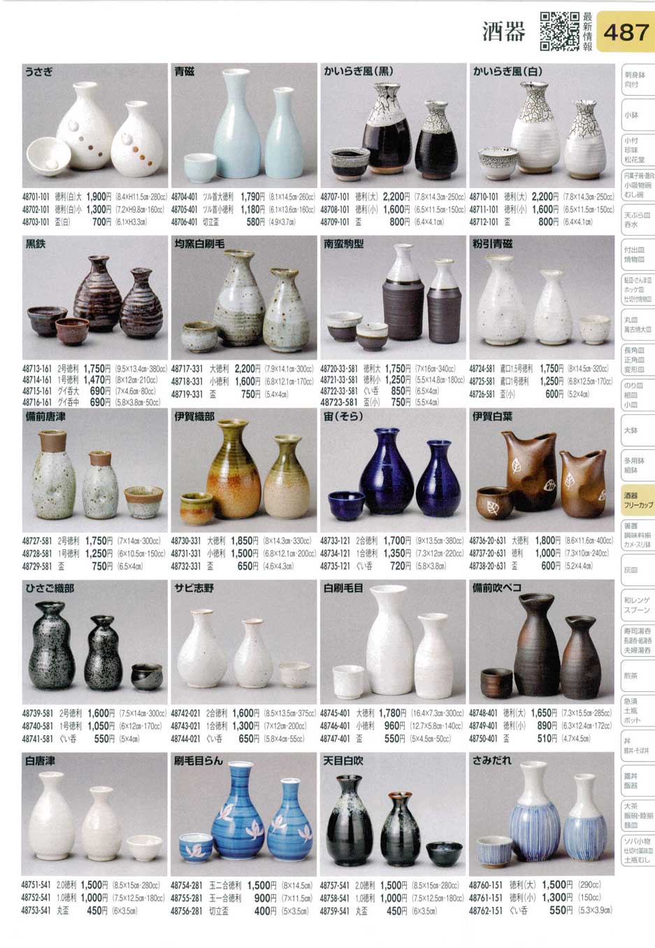 食器 酒器Bottles and Cups for SAKE 陶里３１－487ページ