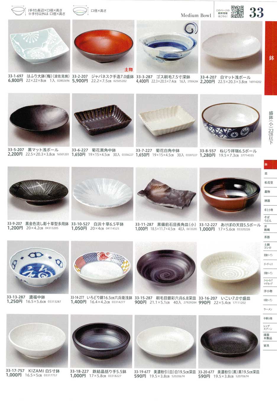 食器 盛鉢（小）・２２ｃｍ以下Medium Bowl うつわ１７－33ページ