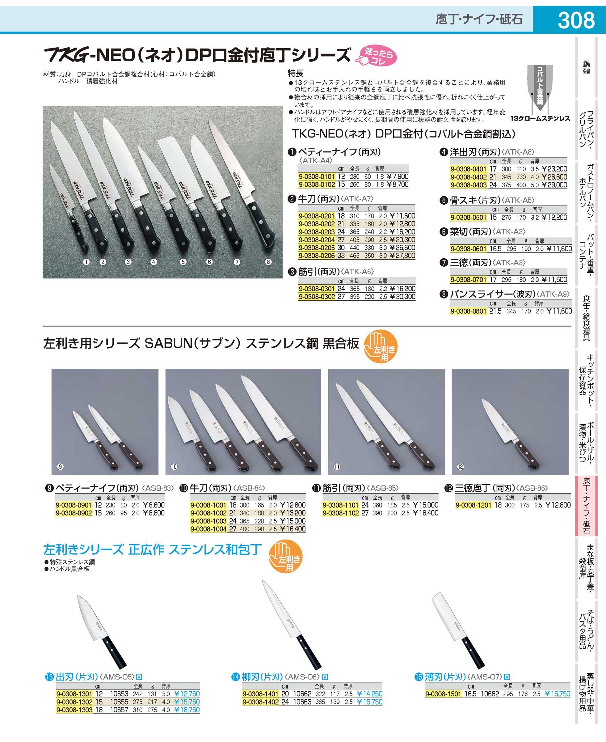 限定販売 TKG－NEO(ネオ)洋出刃(両刃) ネオ 24cm （片刃） 調理器具